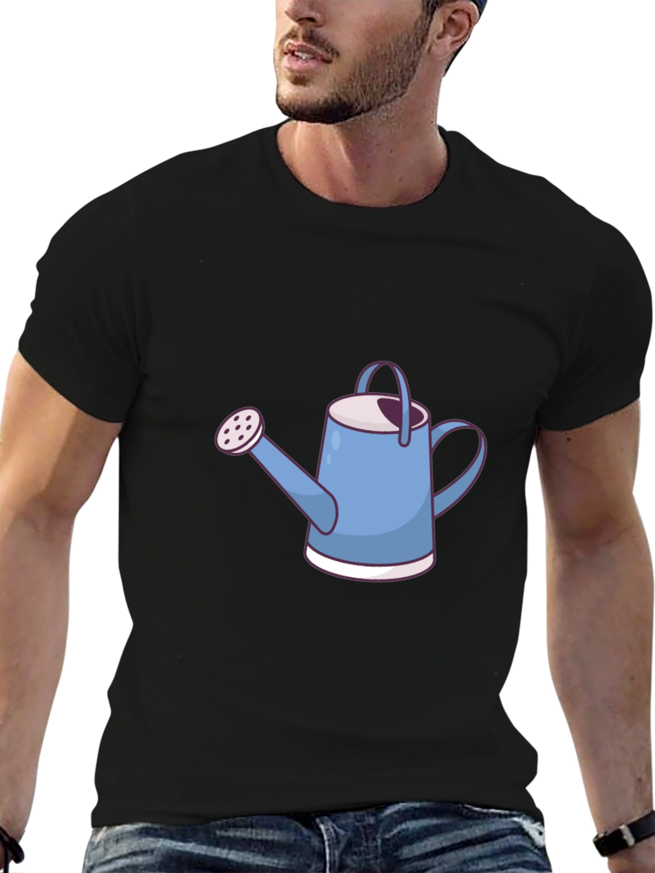 Black Cute Watering Can Graphic Tee view 6