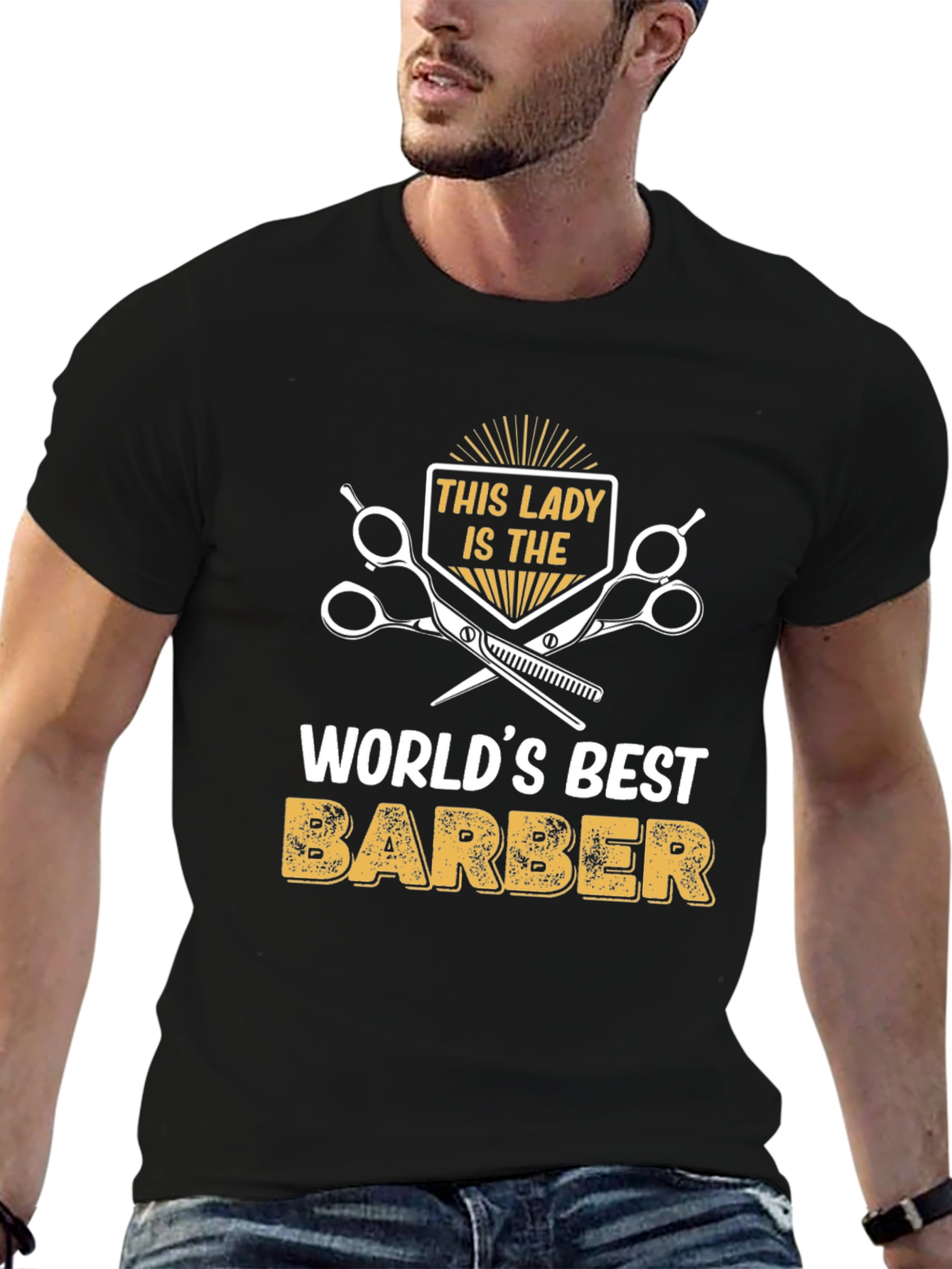 Black World's Best Lady Barber T-Shirt - Black view 6