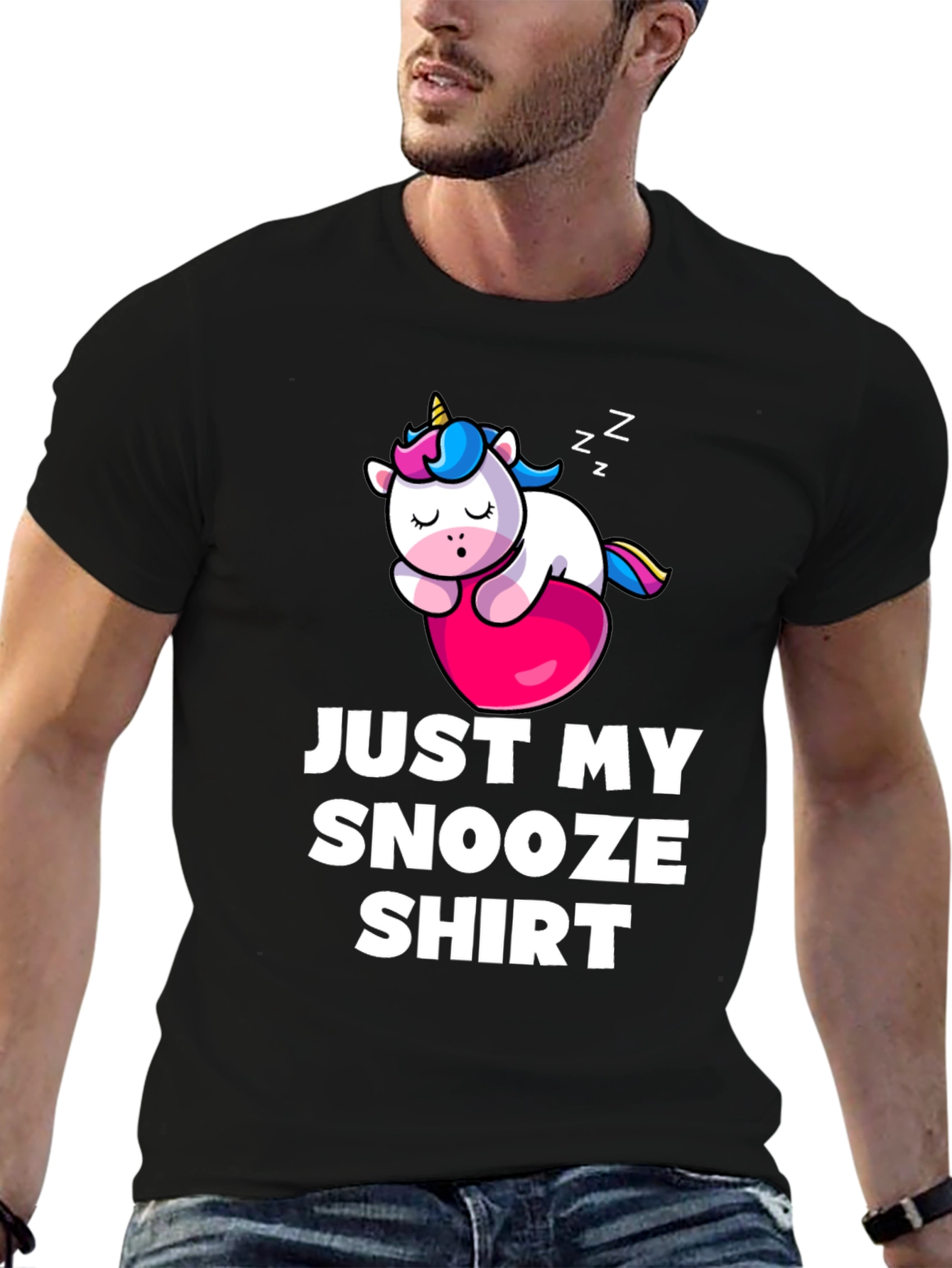Black Just My Snooze Shirt - Unicorn Sleep Tee view 6