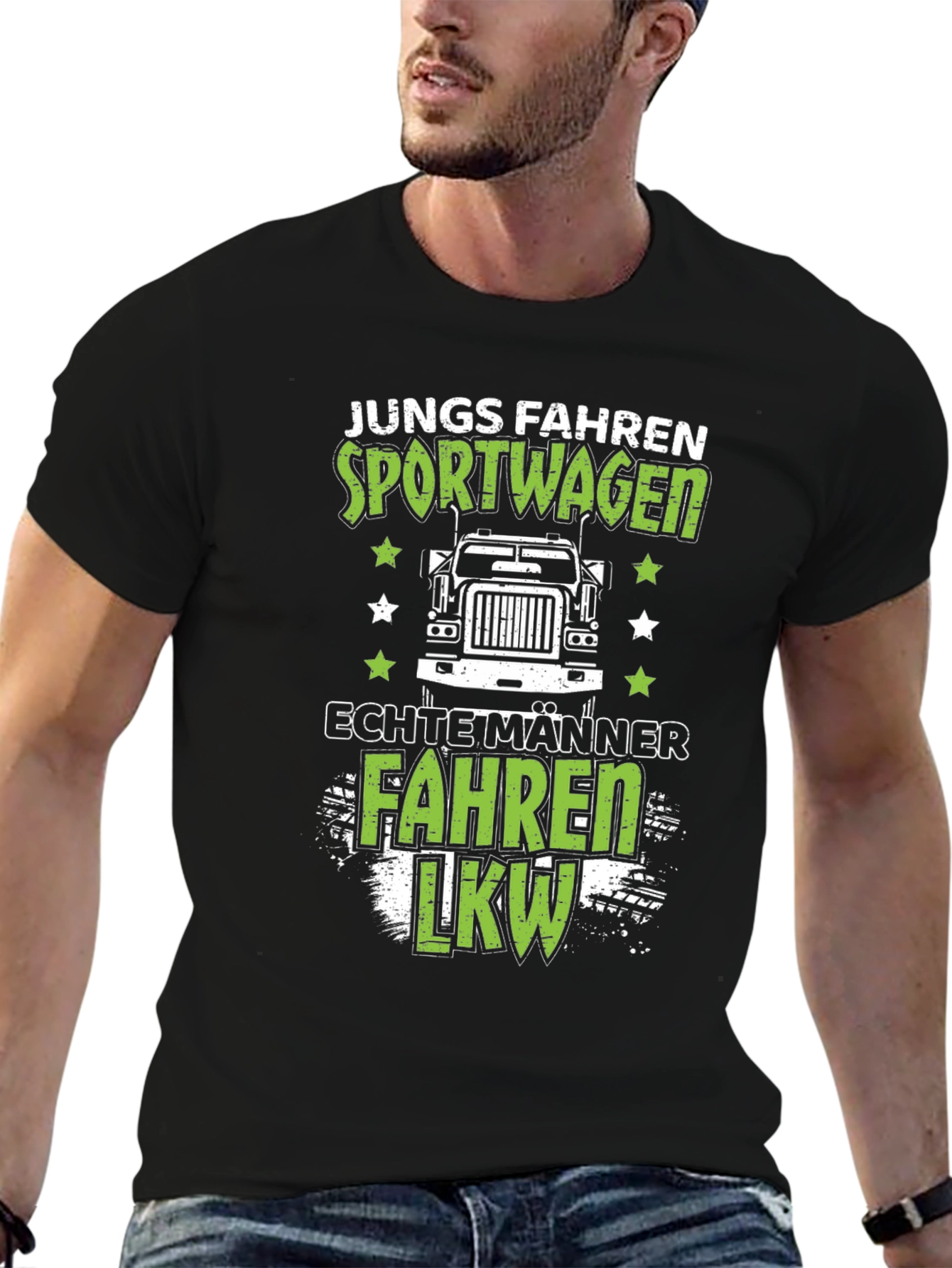 Black Funny Trucker T-Shirt - Junge Fahren Sportwagen view 6