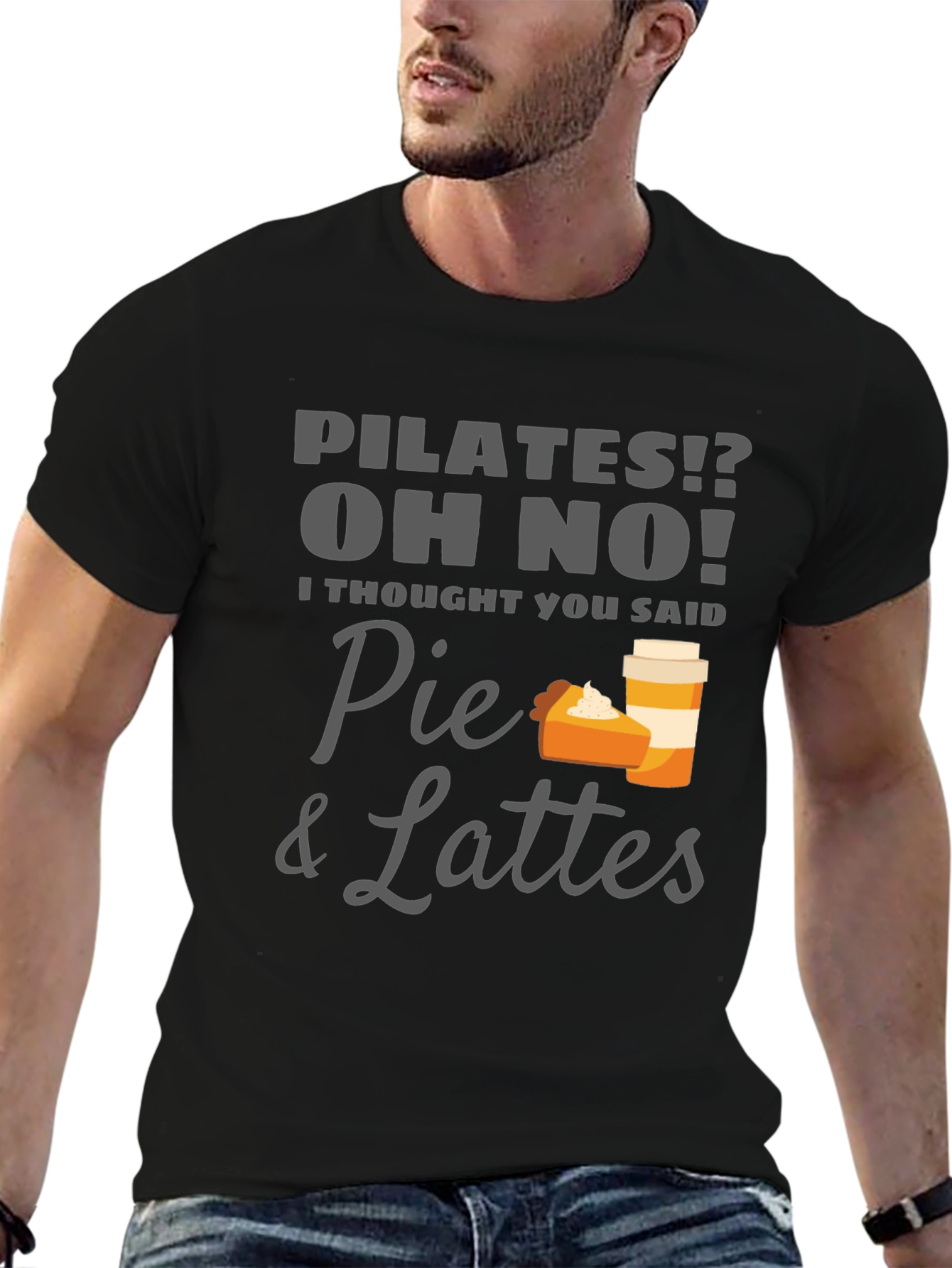 Black Pie & Lattes Graphic Tee - Funny Pilates T-Shirt view 6