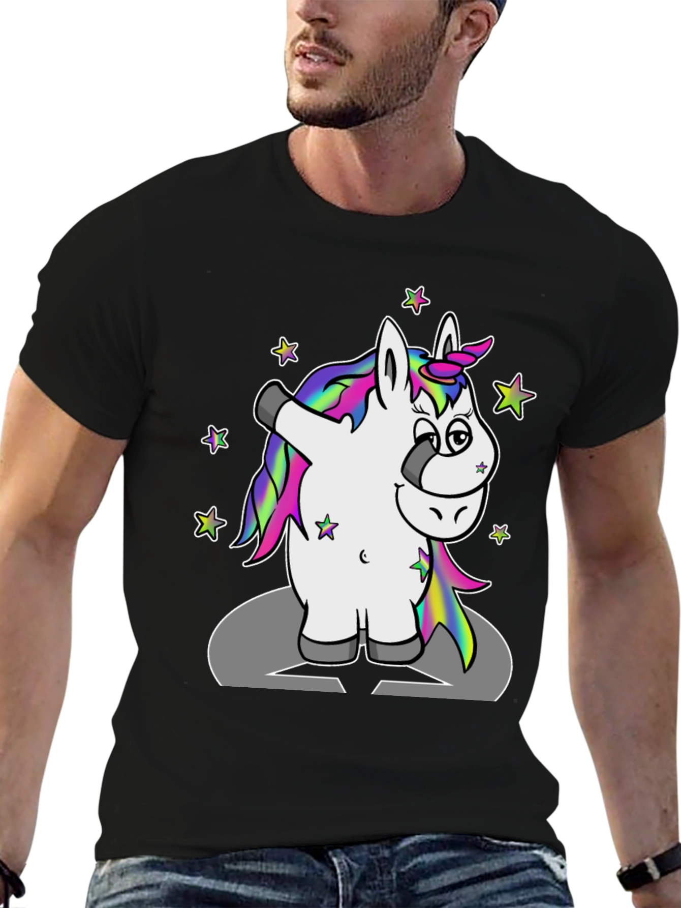 Black Dabbing Unicorn T-Shirt view 6