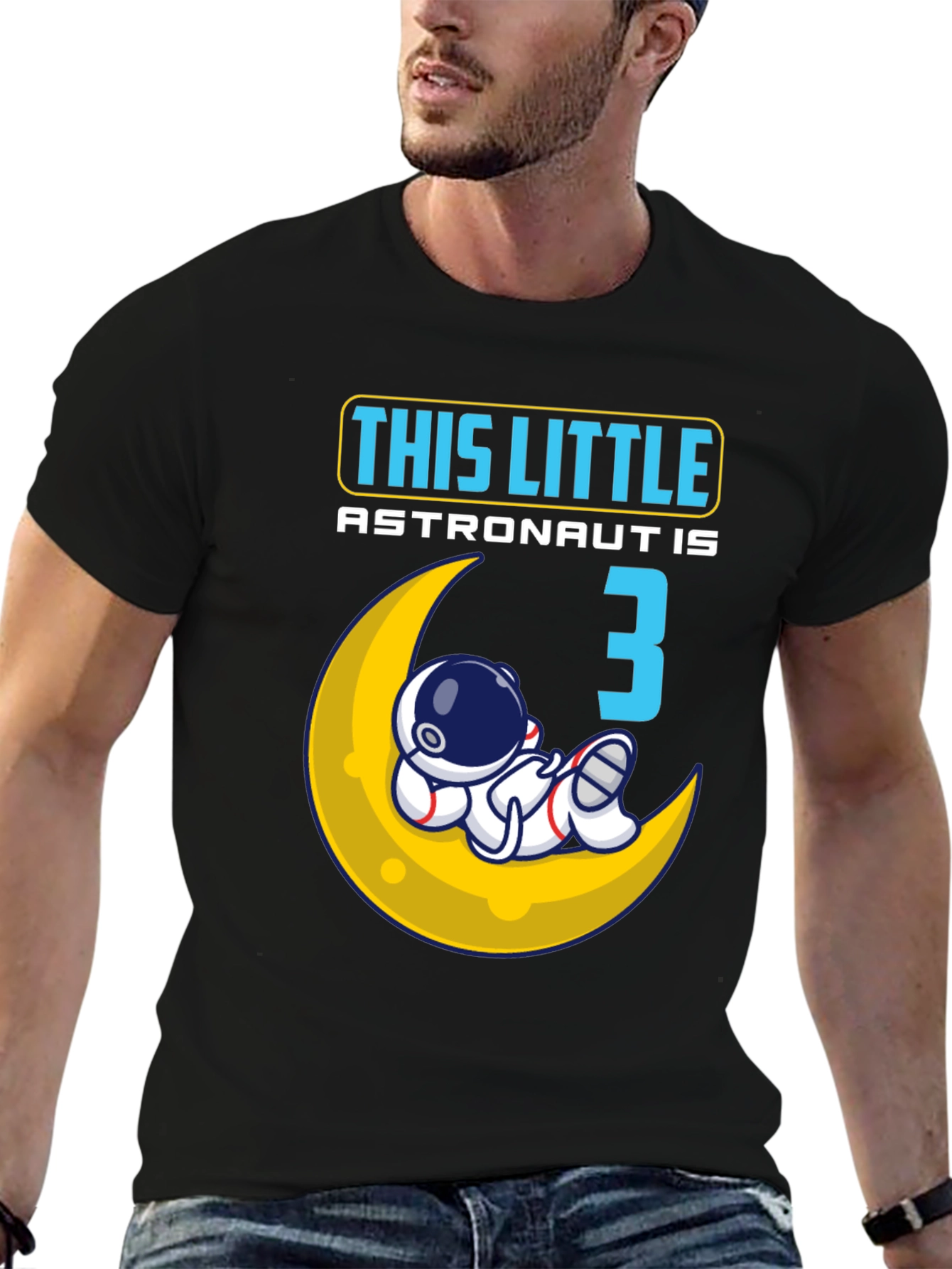 Black Little Astronaut Birthday Shirt - Age 3 view 6