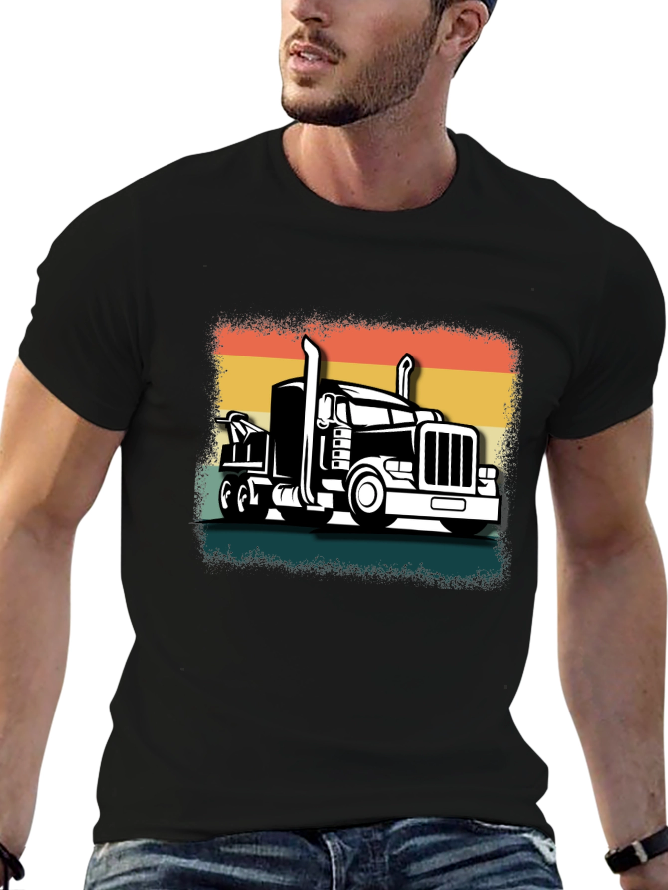 Retro Trucker Tee - Black - 6