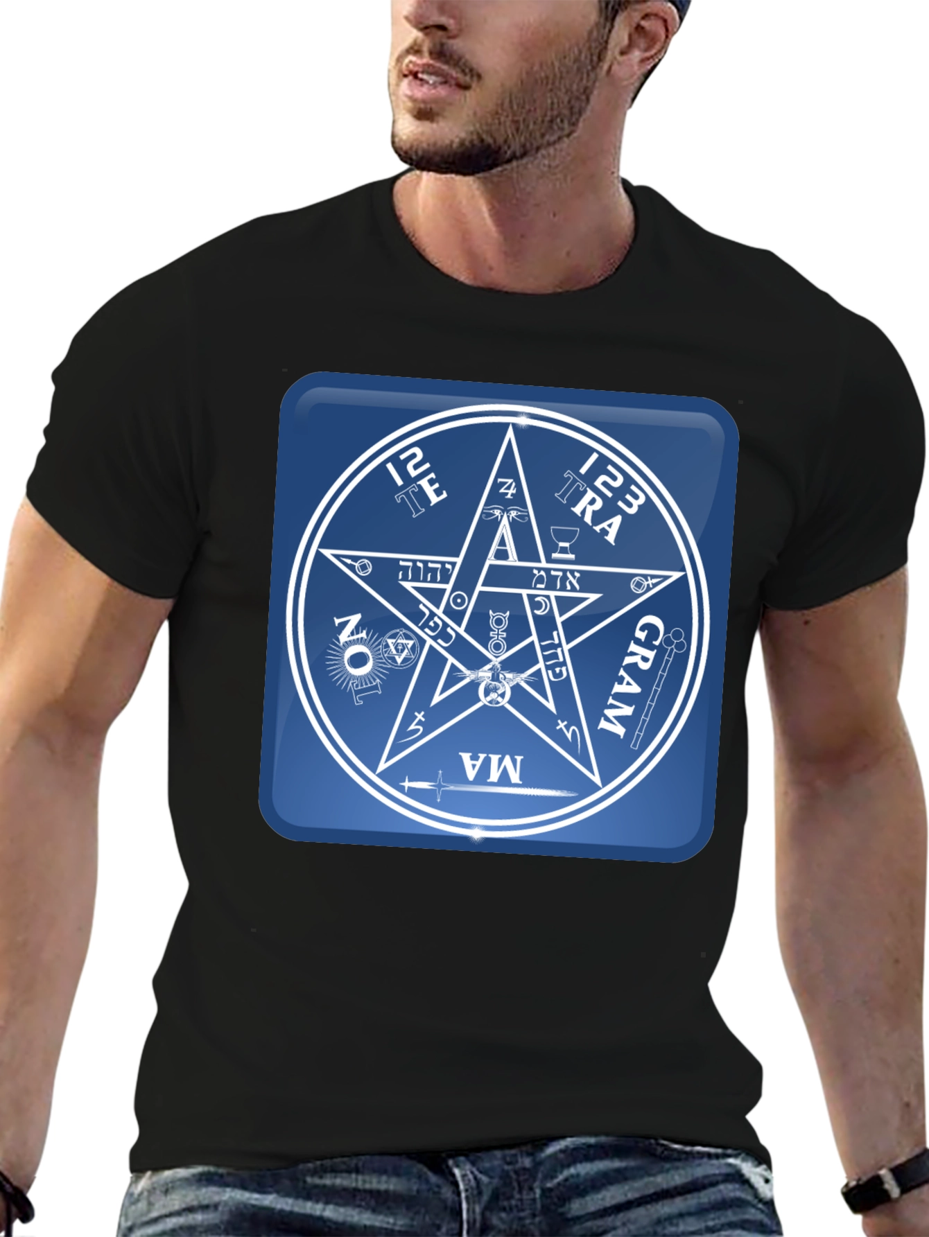 Black Esoteric Symbol Graphic Tee - Unisex Black T-Shirt view 6