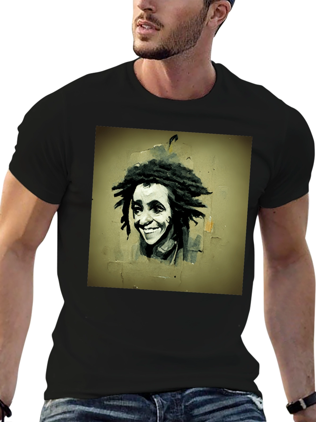 Black Rasta Portrait Graphic Tee - Unique Style view 6