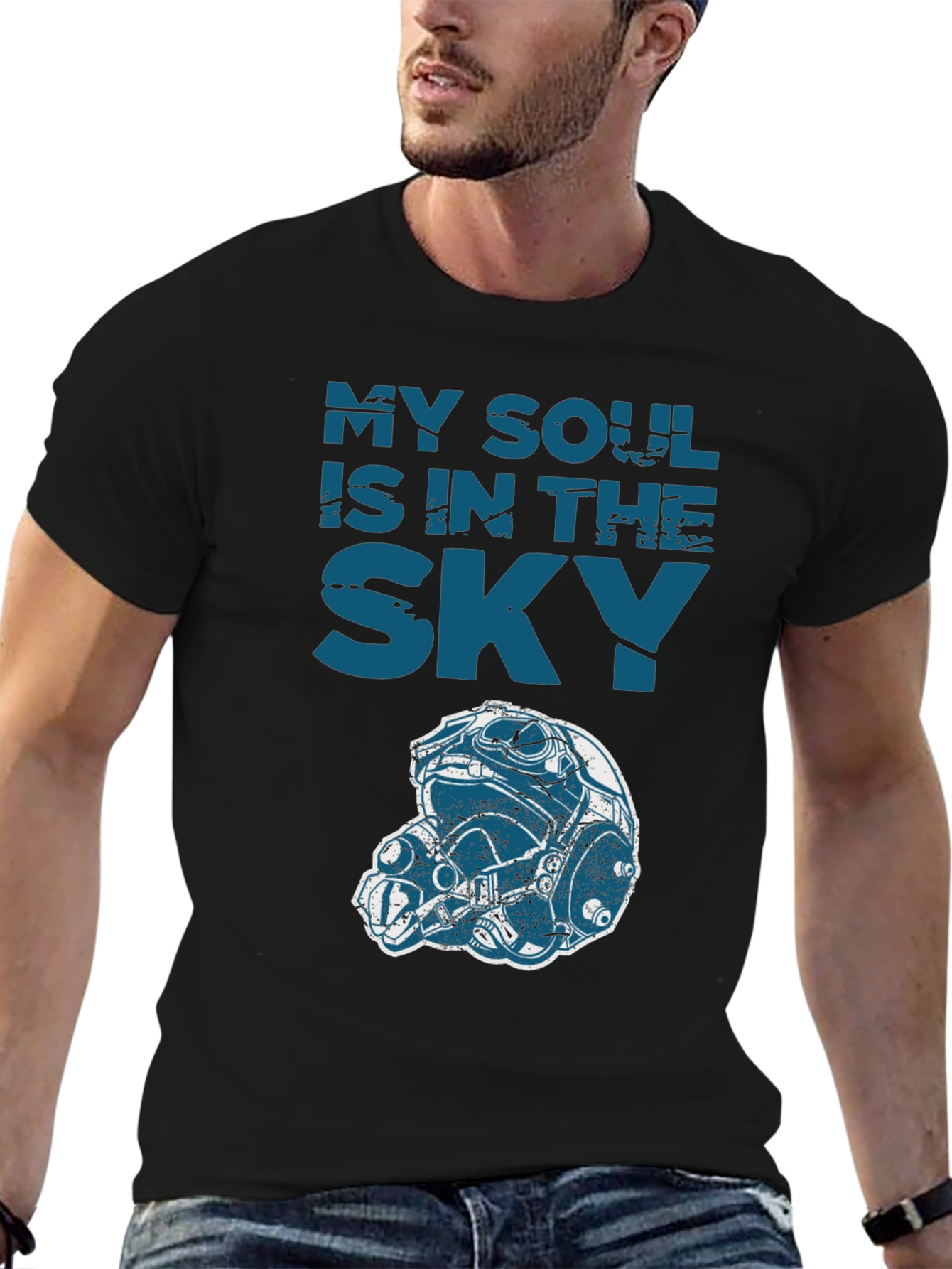 My Soul is in the Sky Graphic Tee - Pilot Helmet Design - 6