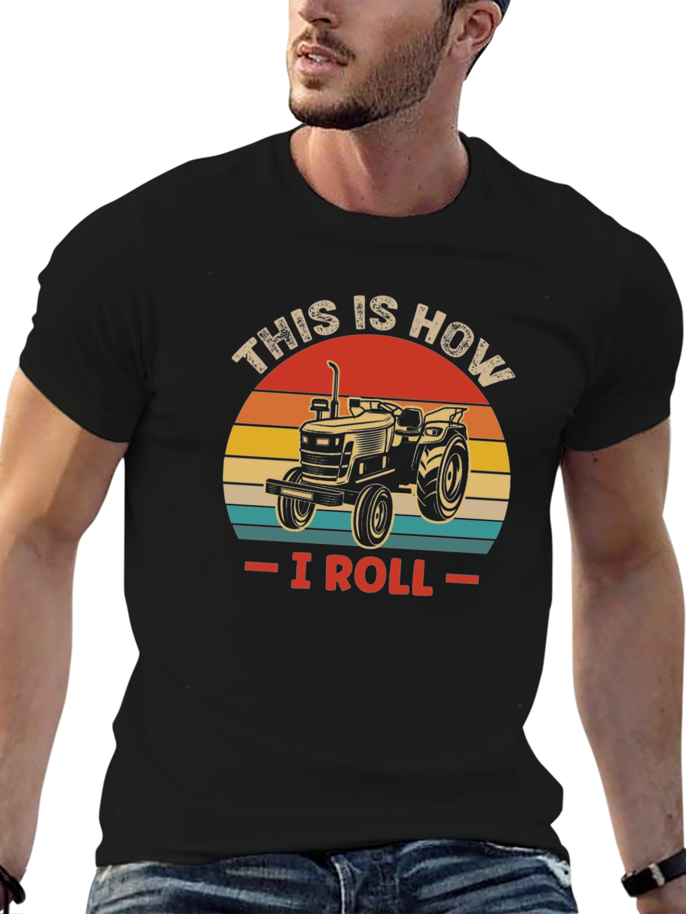 Black This is How I Roll Tractor T-Shirt view 6