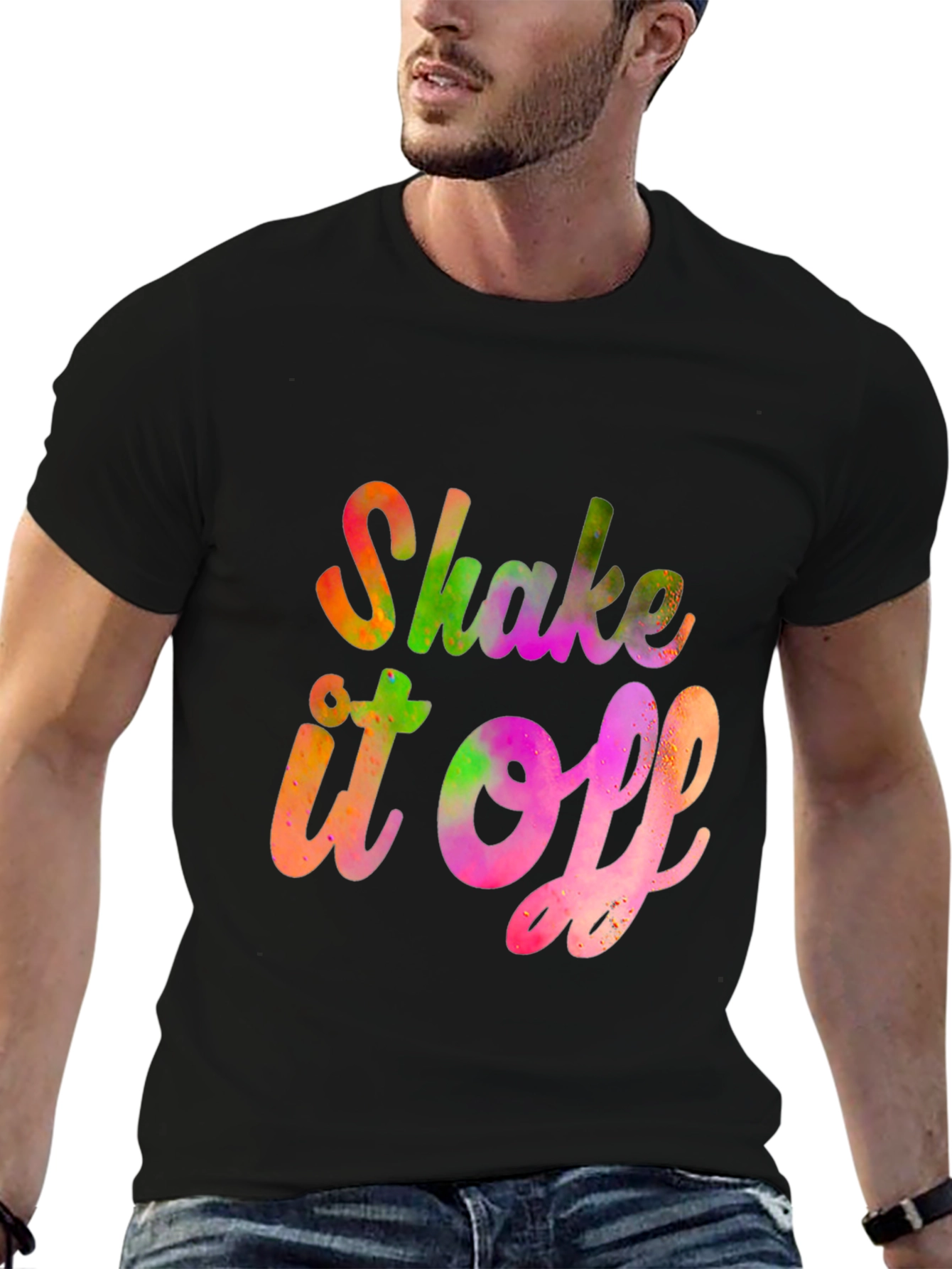 Black Shake It Off Graphic Tee - Vibrant Trendy Design view 6