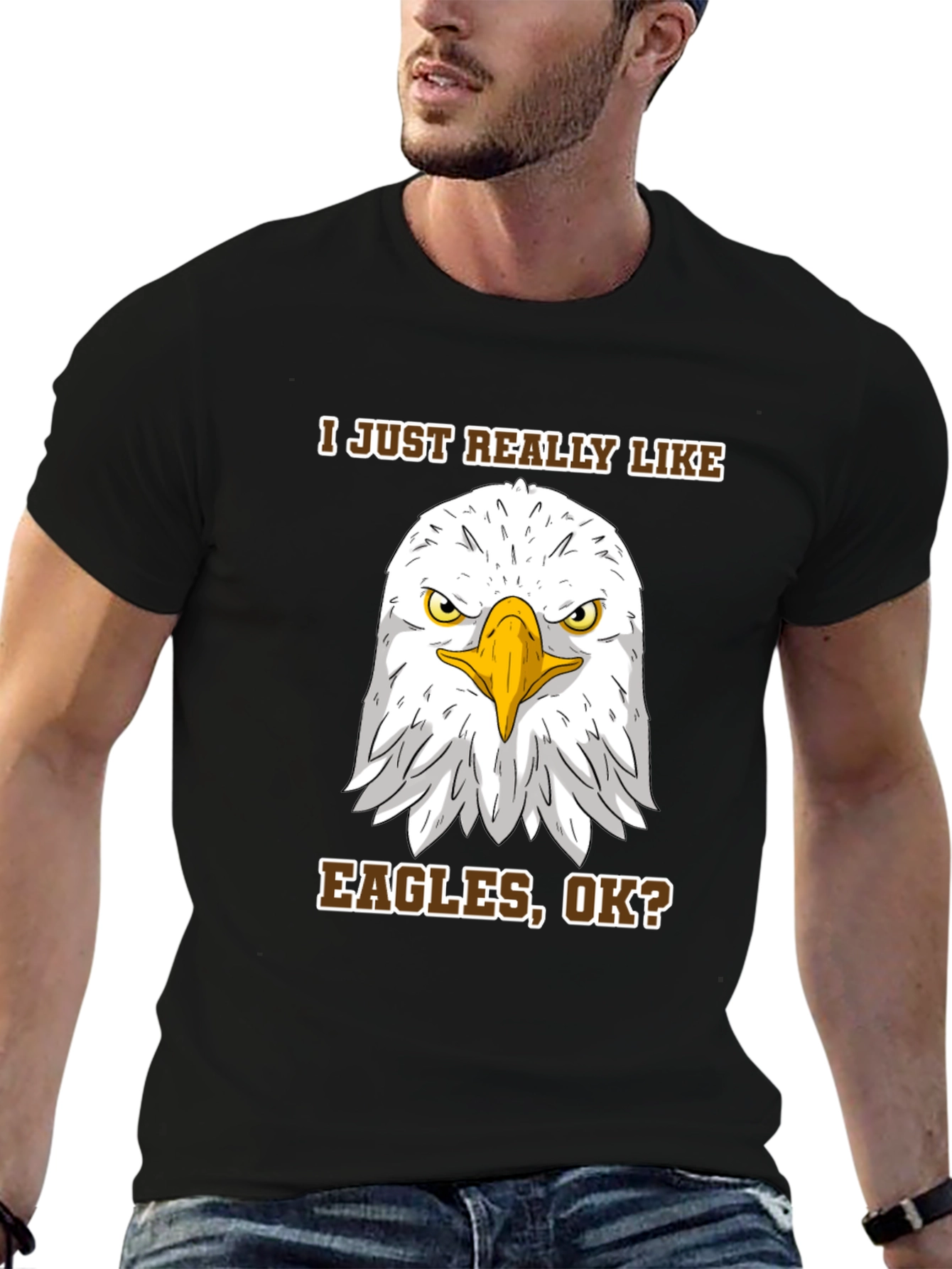Black Eagle Lover T-Shirt - I Just Really Like Eagles, Ok? view 6