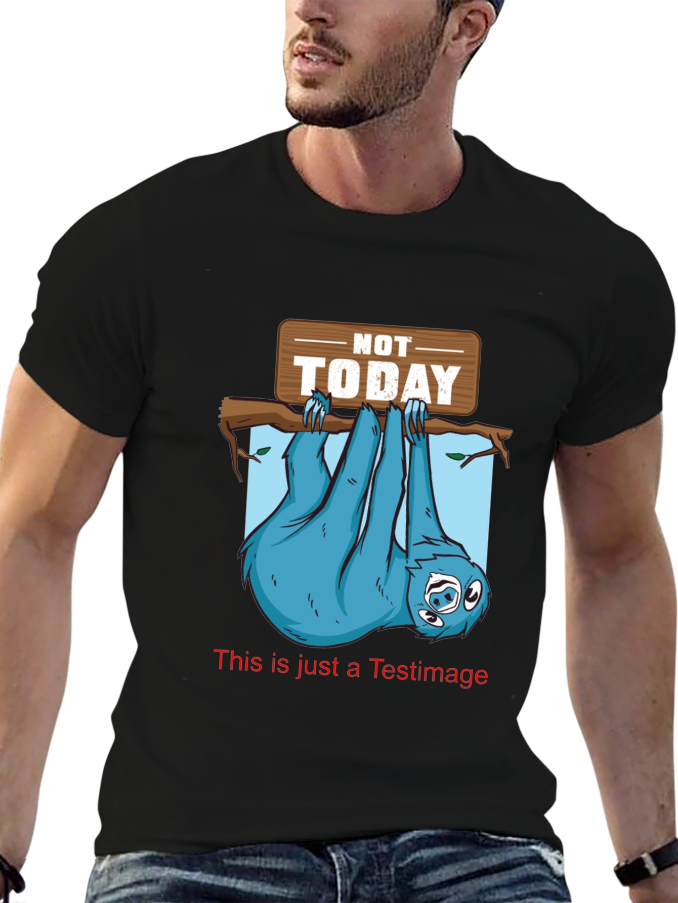 Black Not Today Sloth Graphic T-Shirt - Relaxed Fit view 6