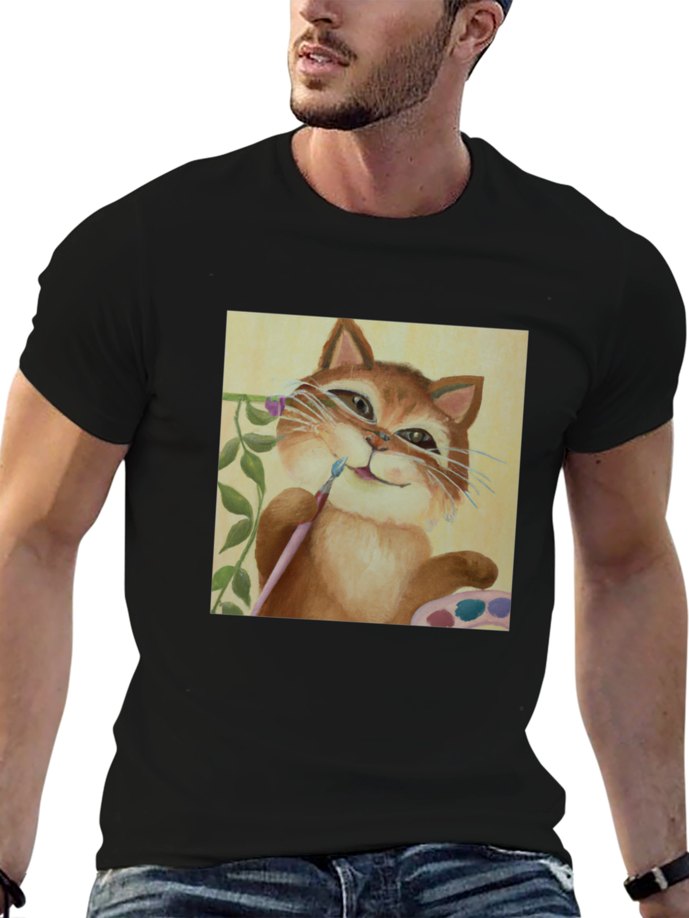 Cat Artist T-Shirt - Whimsical Painter Tee - 6