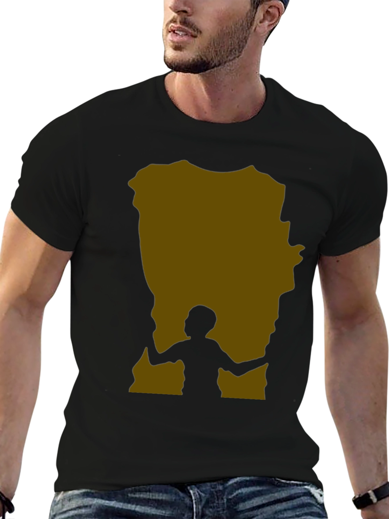 Black Silhouette Atlas T-Shirt - Unique Graphic Tee view 6
