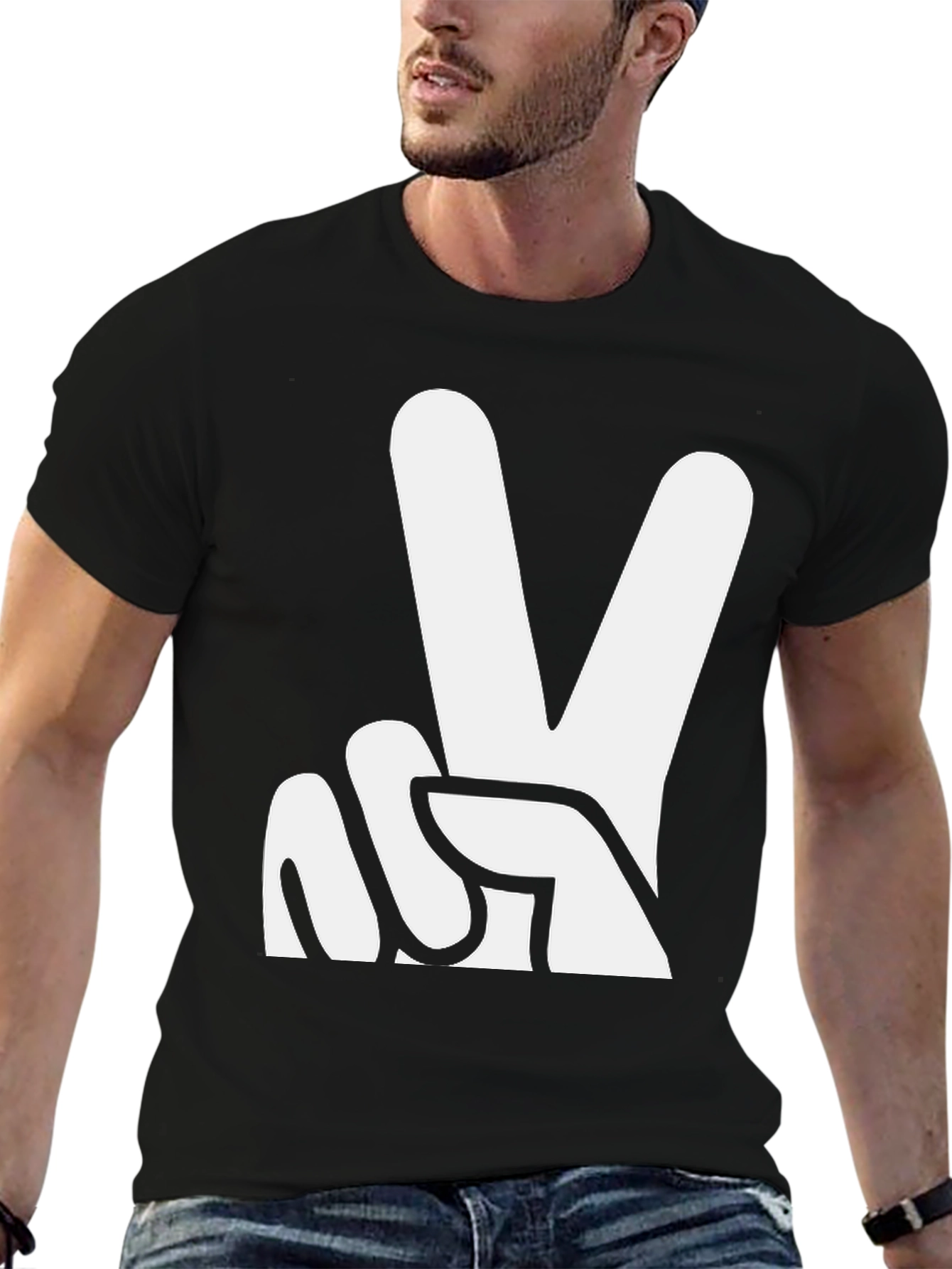 Black Peace Sign Graphic Tee - Black T-Shirt view 6