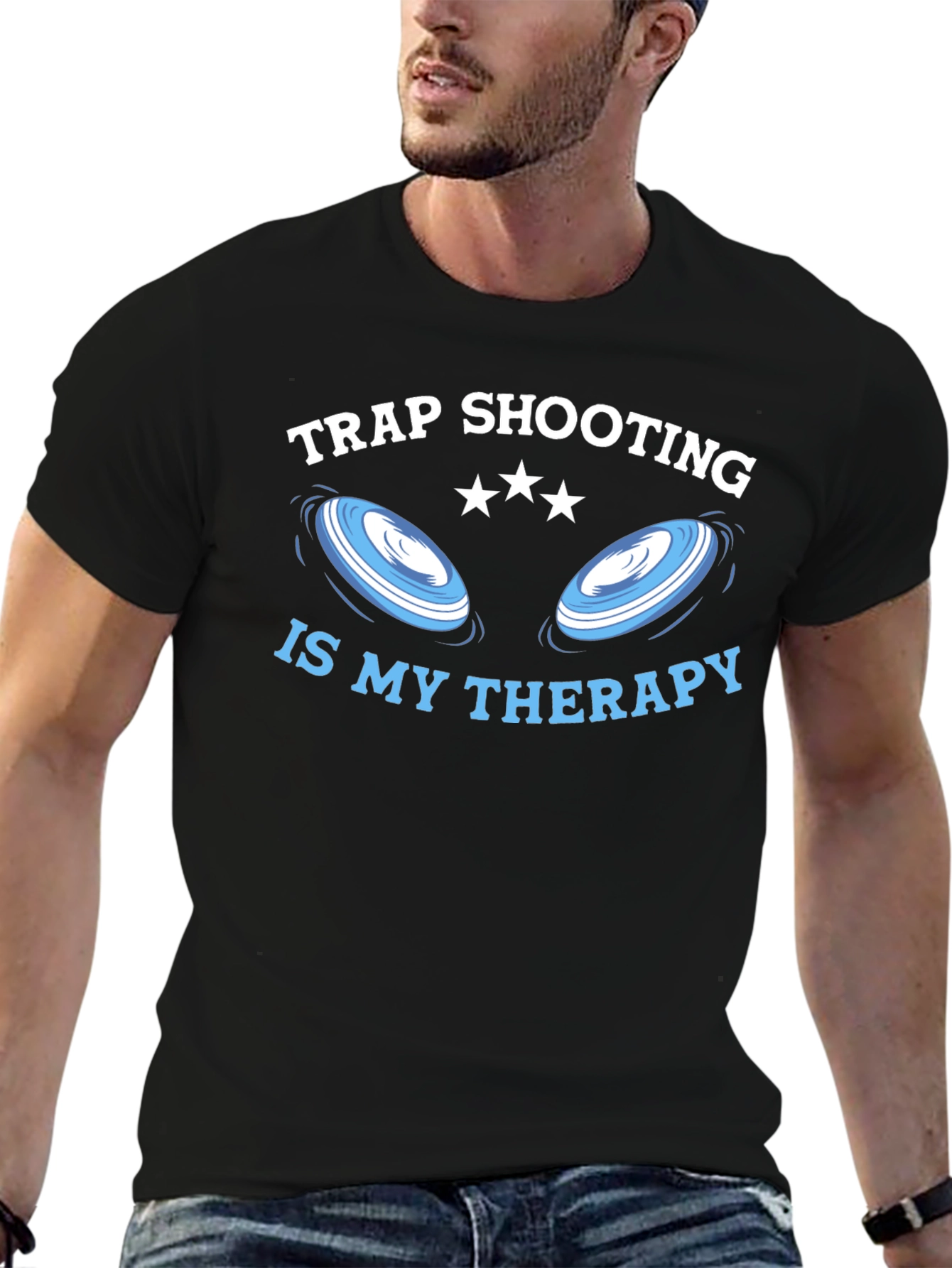 Black Trap Shooting Therapy T-Shirt view 6