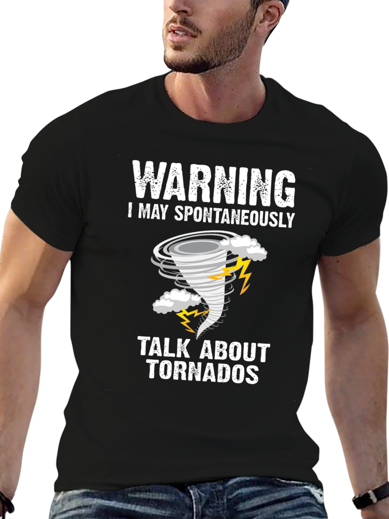 Black Warning Tornado T-Shirt: Spontaneously Talk About Tornadoes! view 6