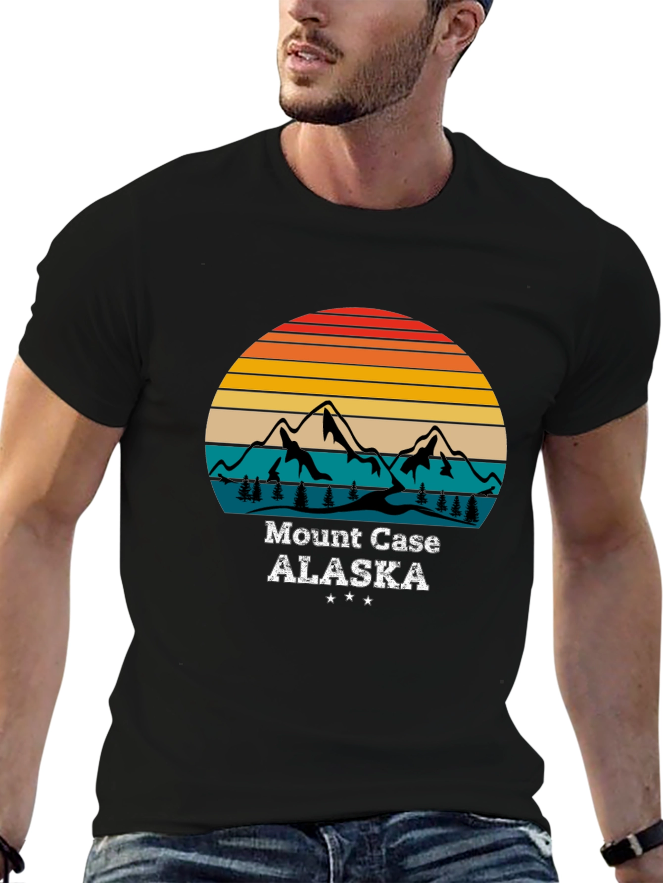 Black Mount Case Alaska Retro Graphic T-Shirt view 6