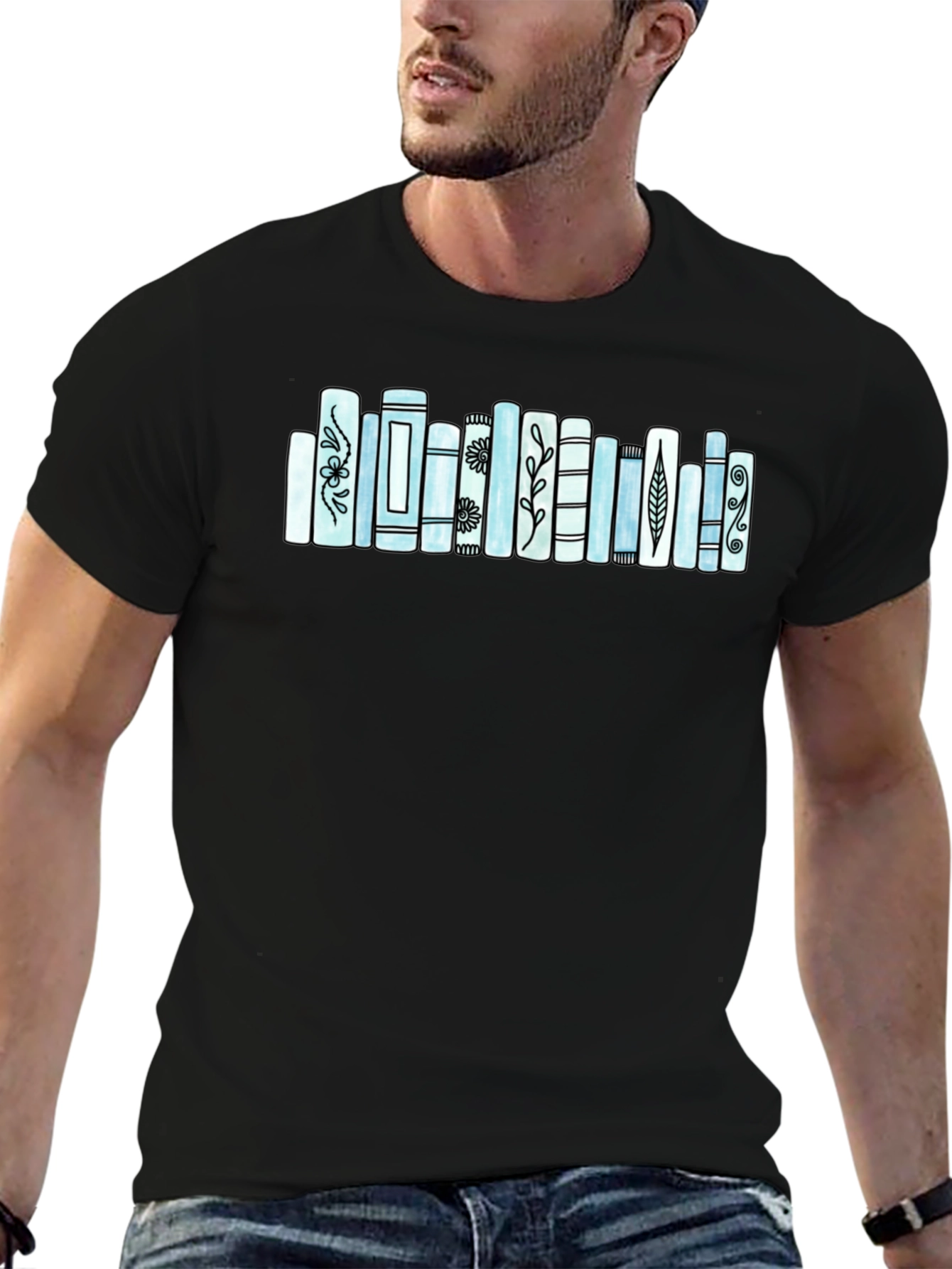 Black Bookworm Graphic Tee - Literary Style T-Shirt view 6