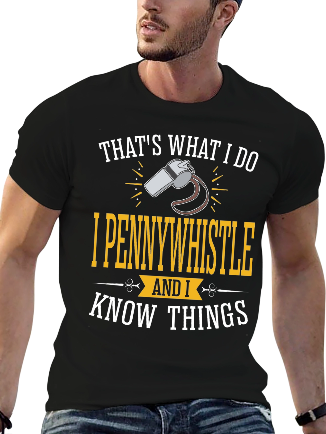 Black I Pennywhistle Funny Graphic T-Shirt view 6