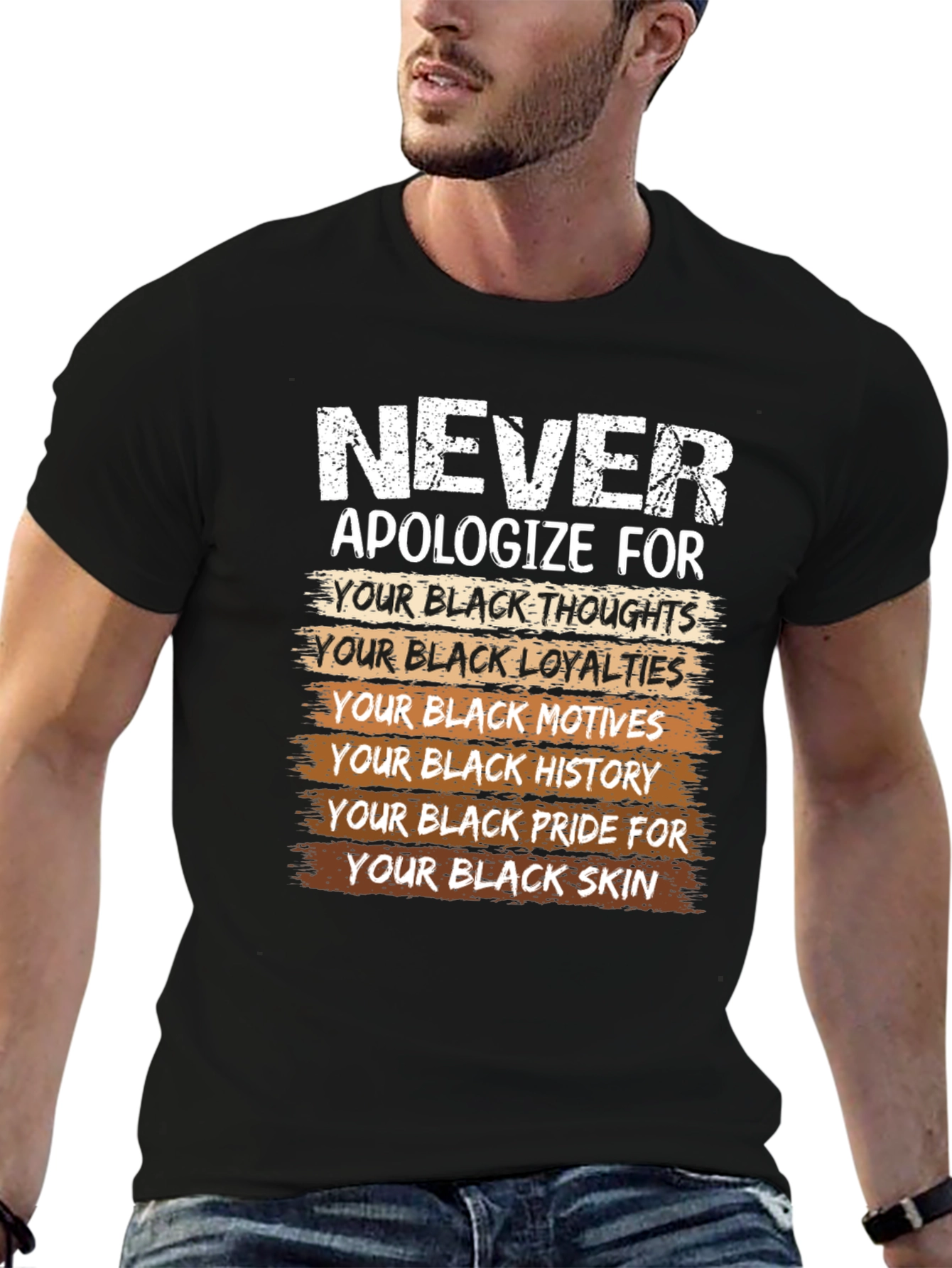 Black Never Apologize Black Pride T-Shirt view 6