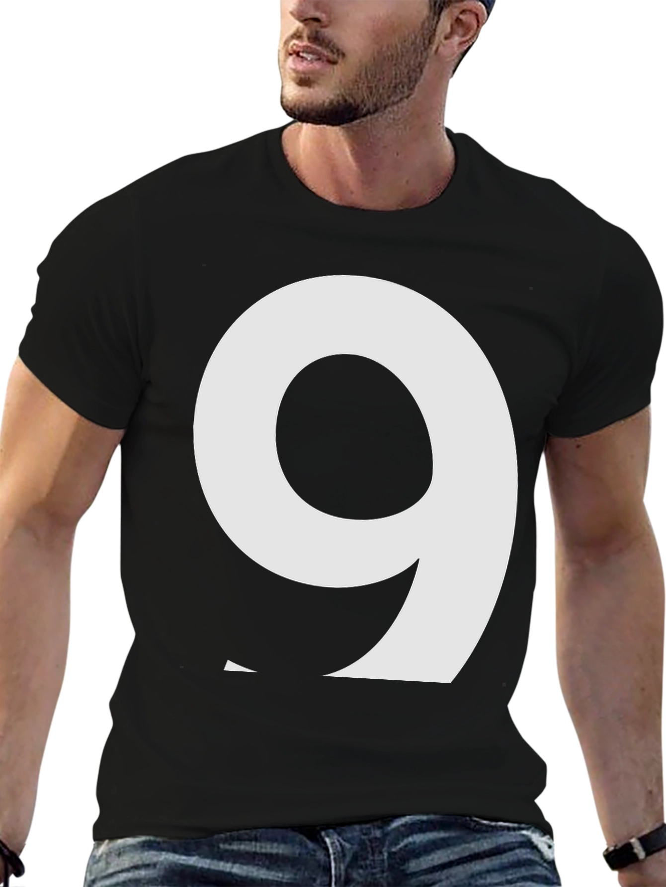 Black Number 9 Graphic Tee - Bold & Stylish Cotton Shirt view 6