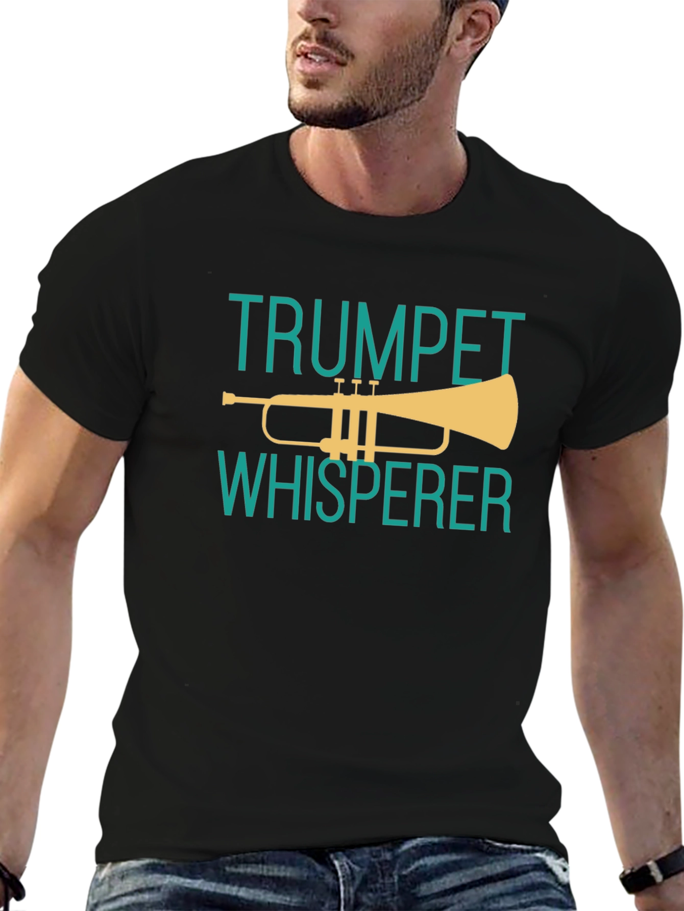Black Trumpet Whisperer Graphic Tee - Music Lover's T-Shirt view 6