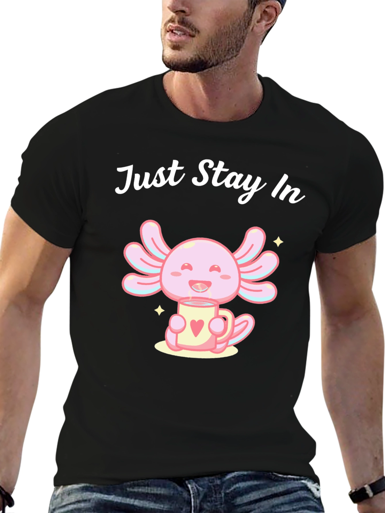 Black Just Stay In Axolotl T-Shirt view 6