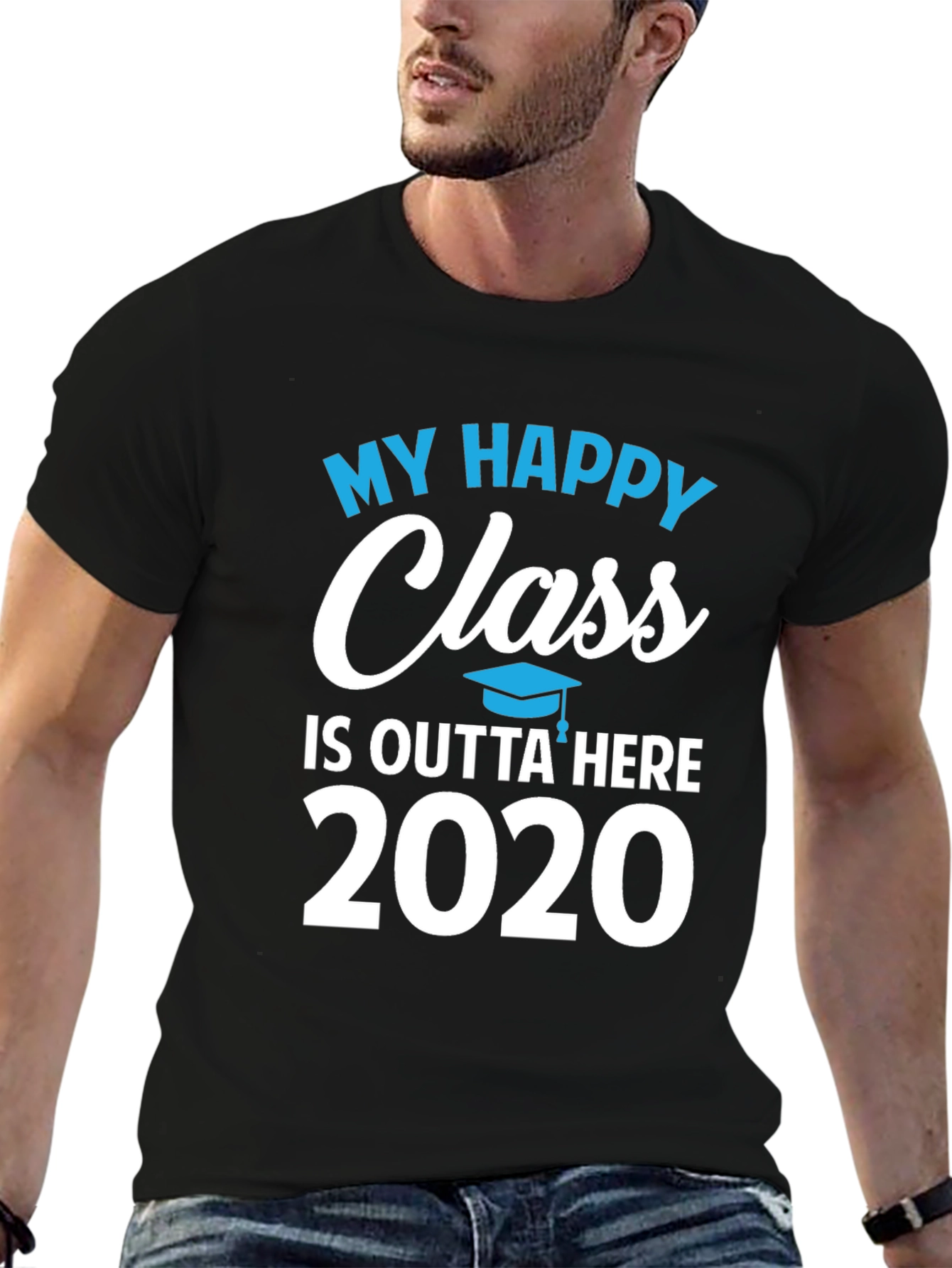 Black My Happy Class 2020 Graduation T-Shirt view 6