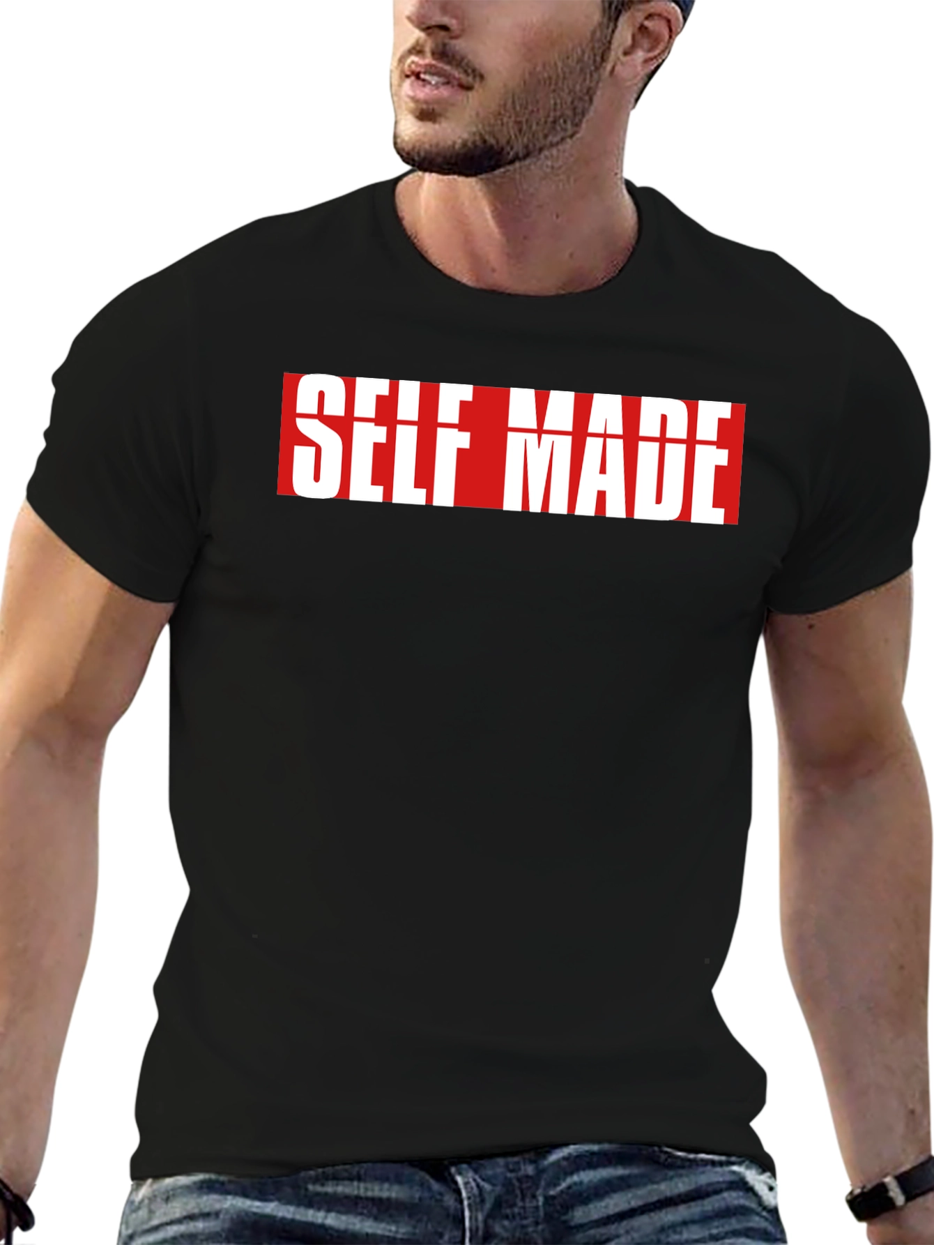 Black Self Made Graphic Tee - Men's Black T-Shirt view 6