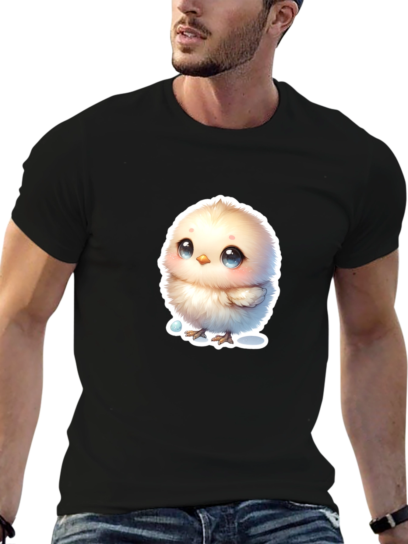 Black Cute Chick Graphic Tee - Black Cotton Blend T-Shirt view 6
