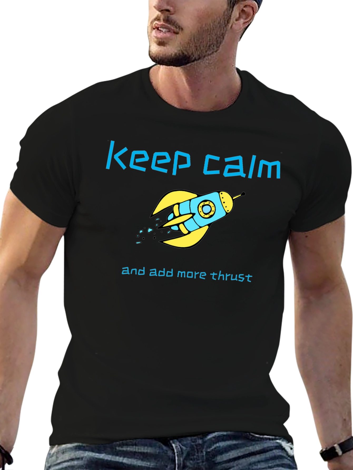 Black Keep Calm Rocket T-Shirt view 6
