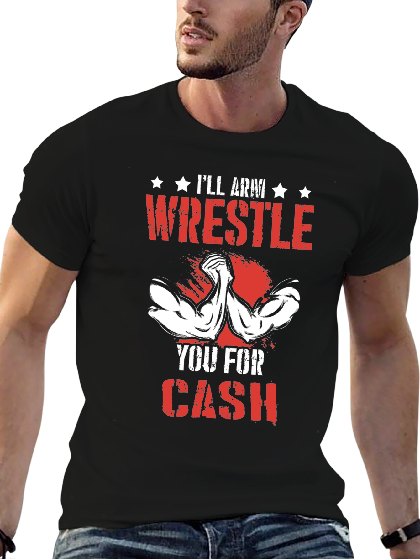 Black Arm Wrestling T-Shirt - I'll Wrestle You For Cash view 6