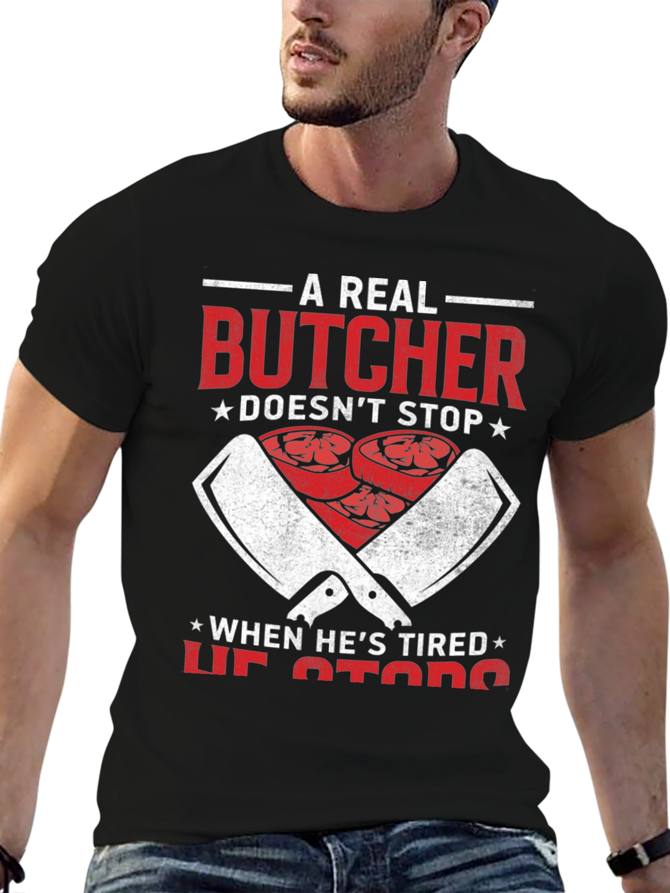 Black A Real Butcher Graphic Tee view 6