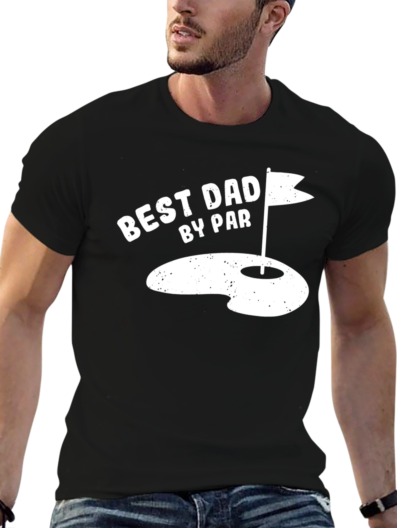 Black Best Dad By Par Golf T-Shirt view 6