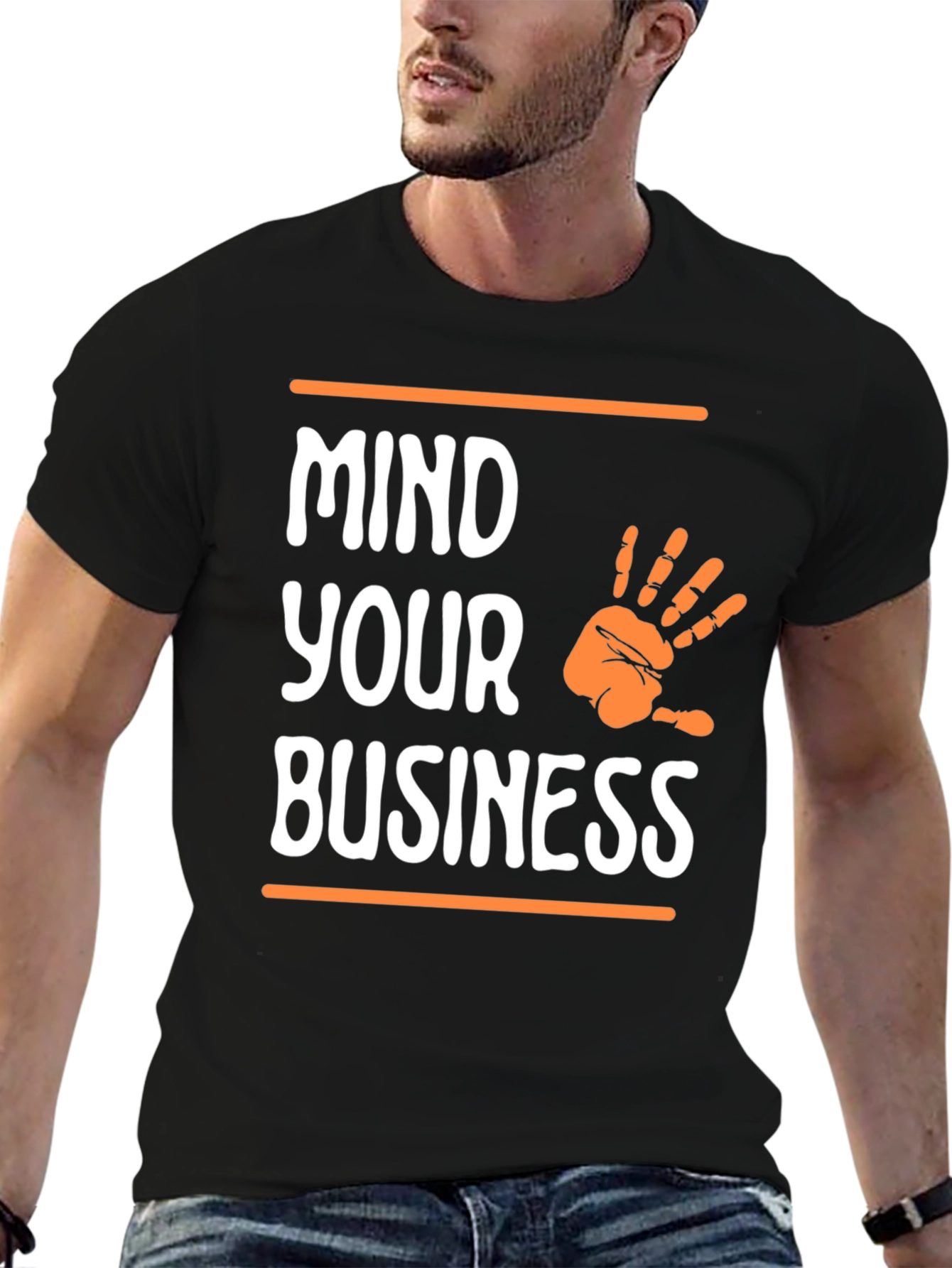 Black Mind Your Business Graphic Tee - Black Casual T-Shirt view 6
