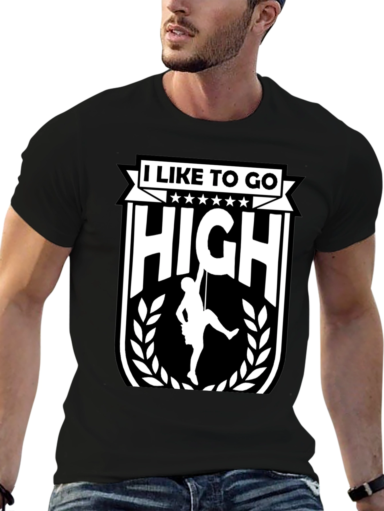 Black I Like To Go High Climbing T-Shirt view 6