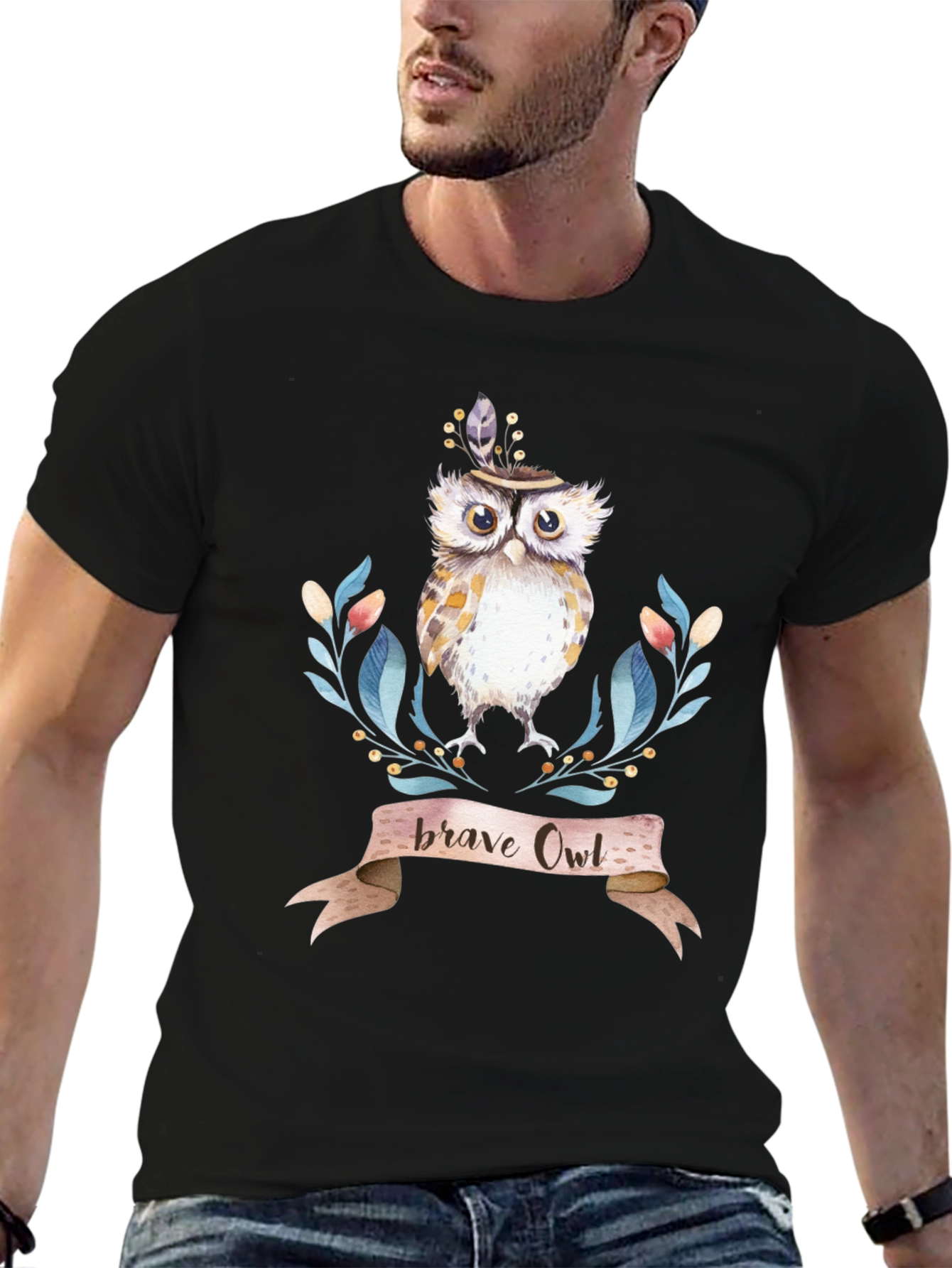 Black Brave Owl T-Shirt - Bohemian Style view 6