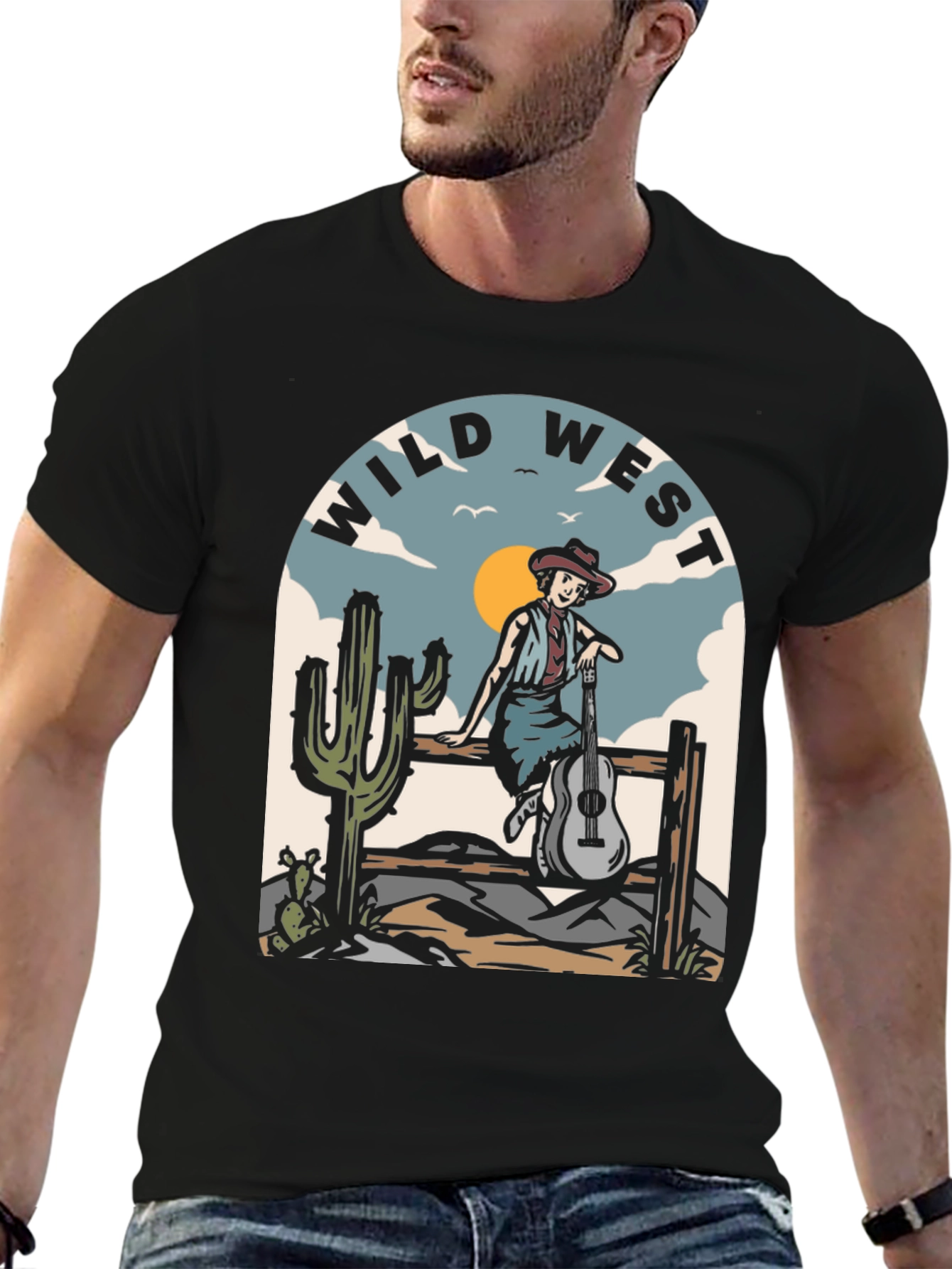 Black Wild West Graphic Tee view 6