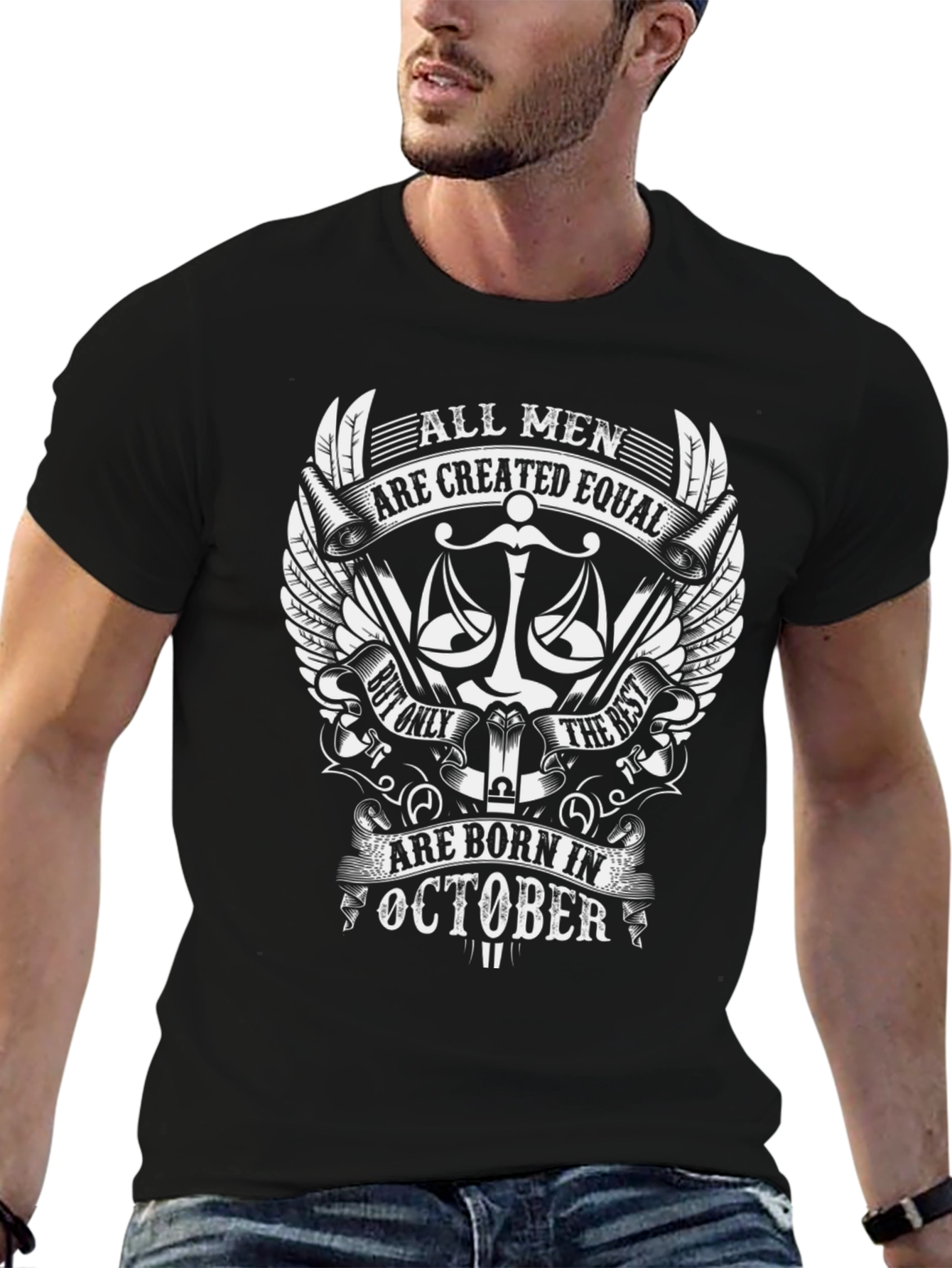 Black All Men Are Created Equal T-Shirt - October view 6