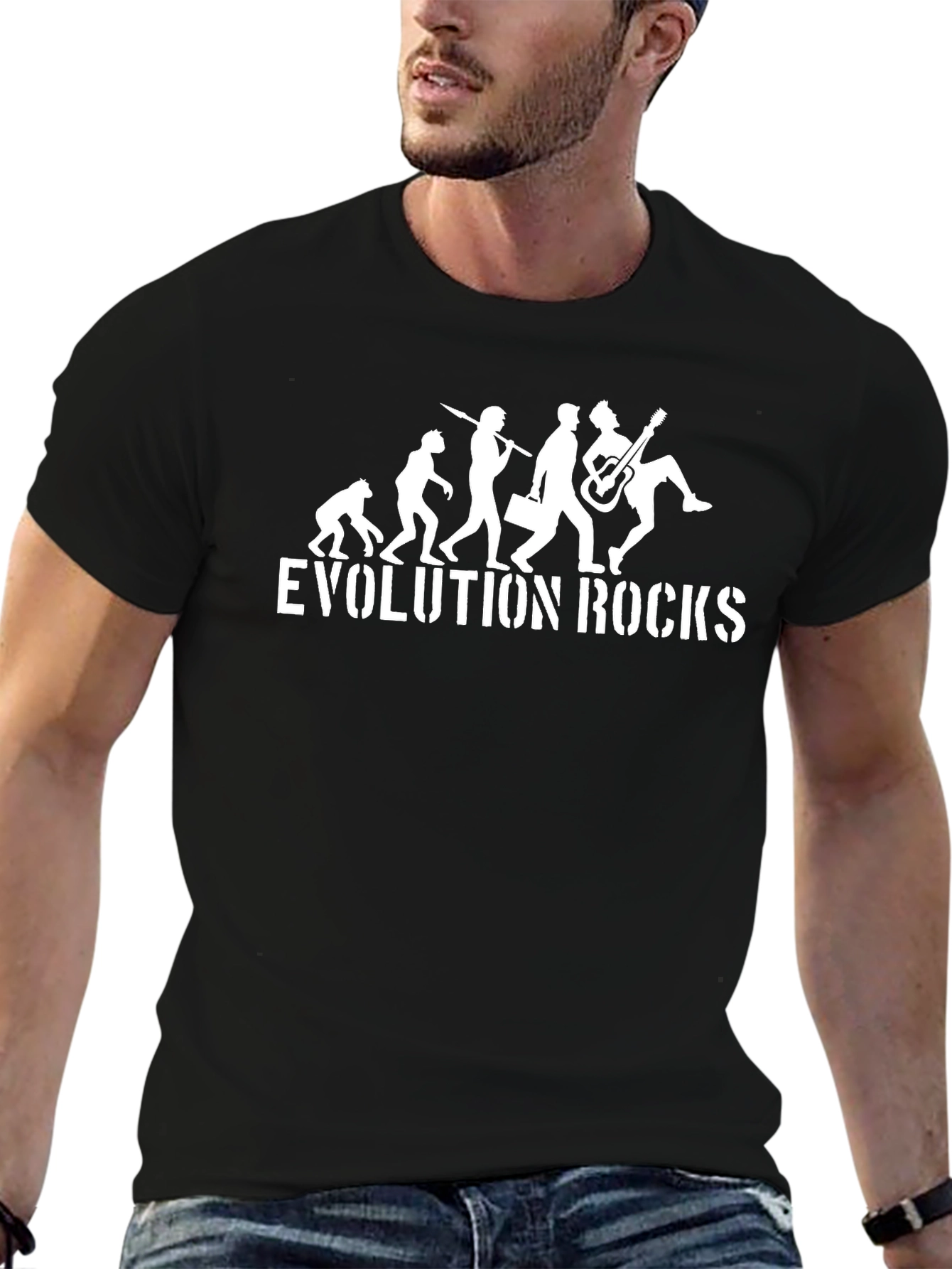 Black Evolution Rocks Graphic T-Shirt view 6