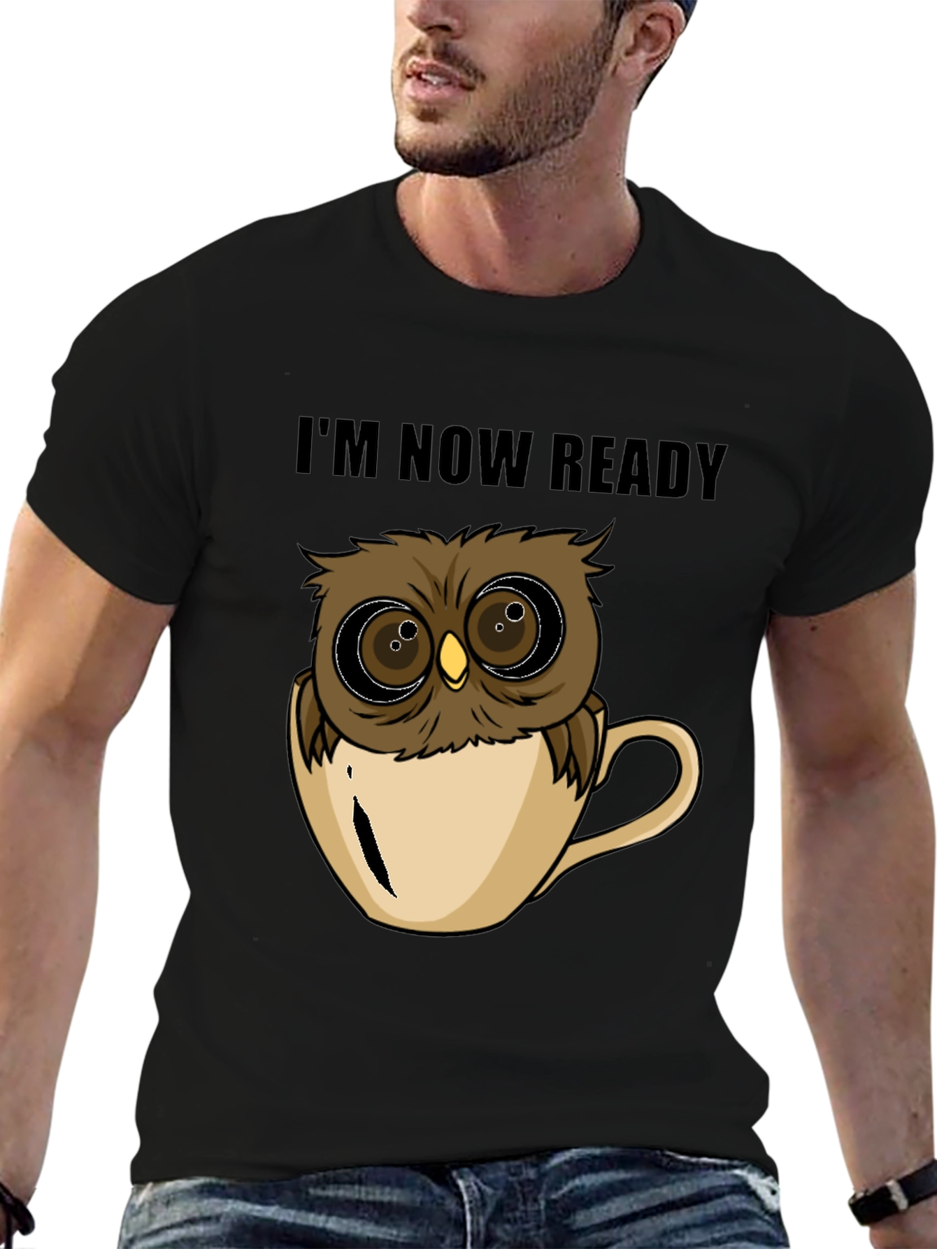 Black Owl in Cup T-Shirt - I'm Now Ready view 6