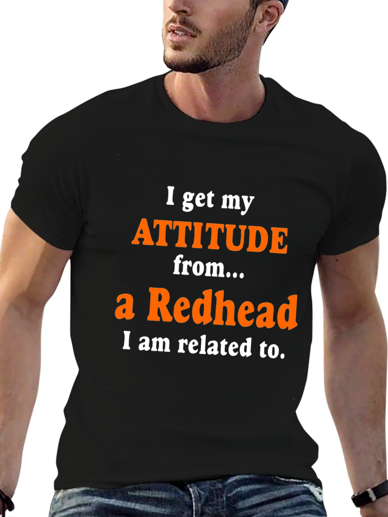 Black Attitude From a Redhead T-Shirt Funny Sarcastic Graphic Tee view 6