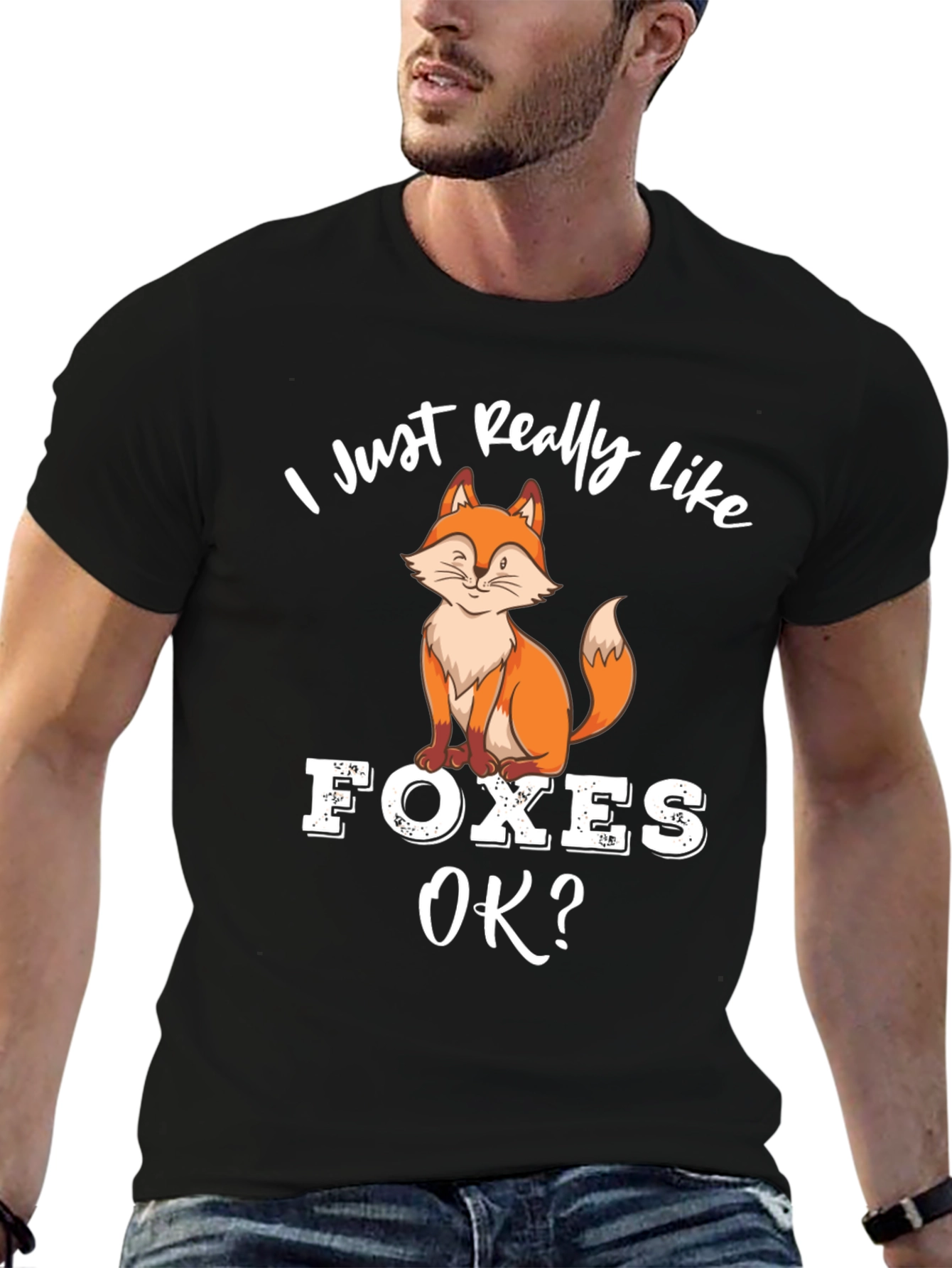 Black I Just Really Like Foxes T-Shirt view 6