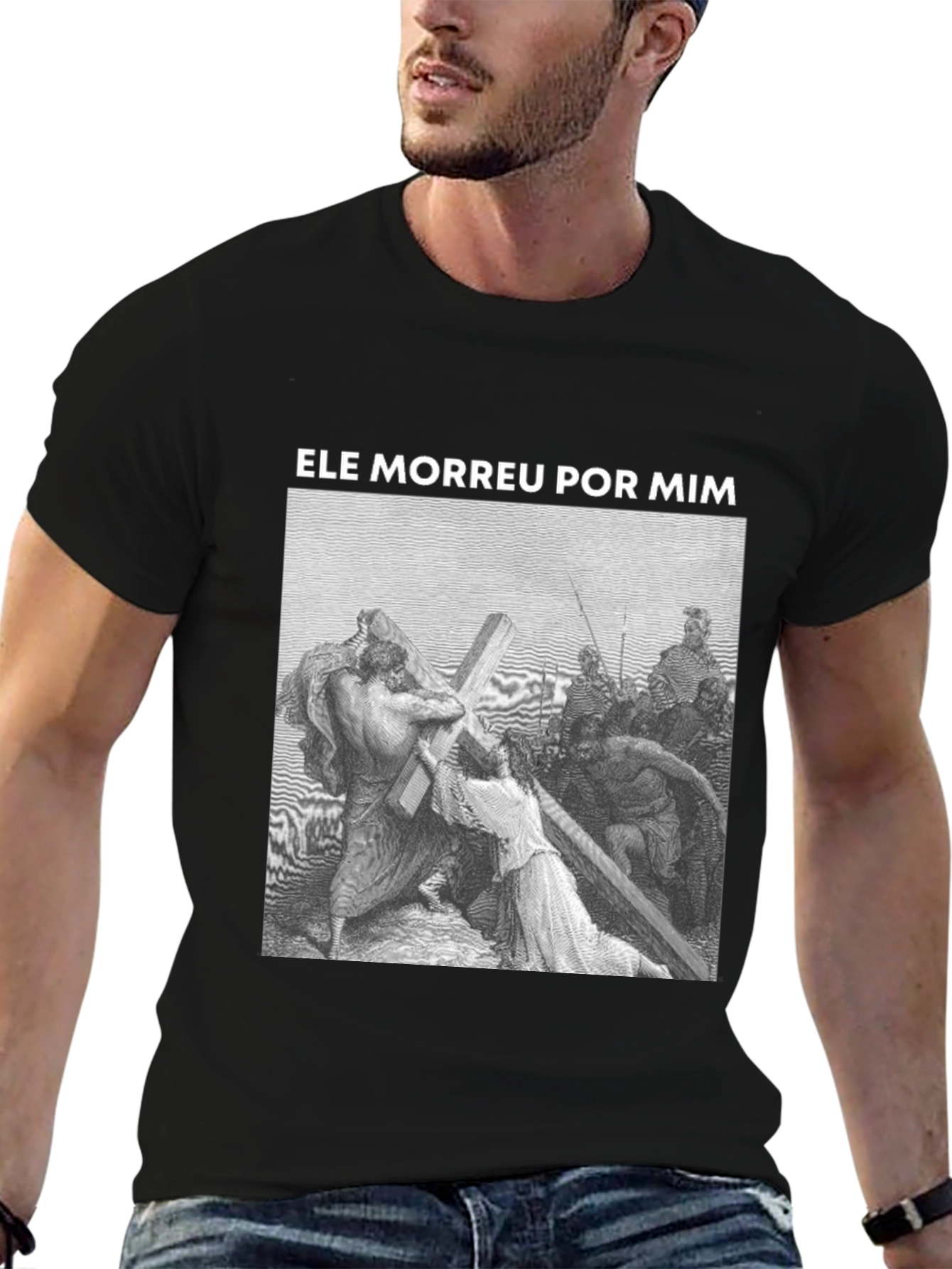 Black Religious Graphic Print T-Shirt - Black view 6