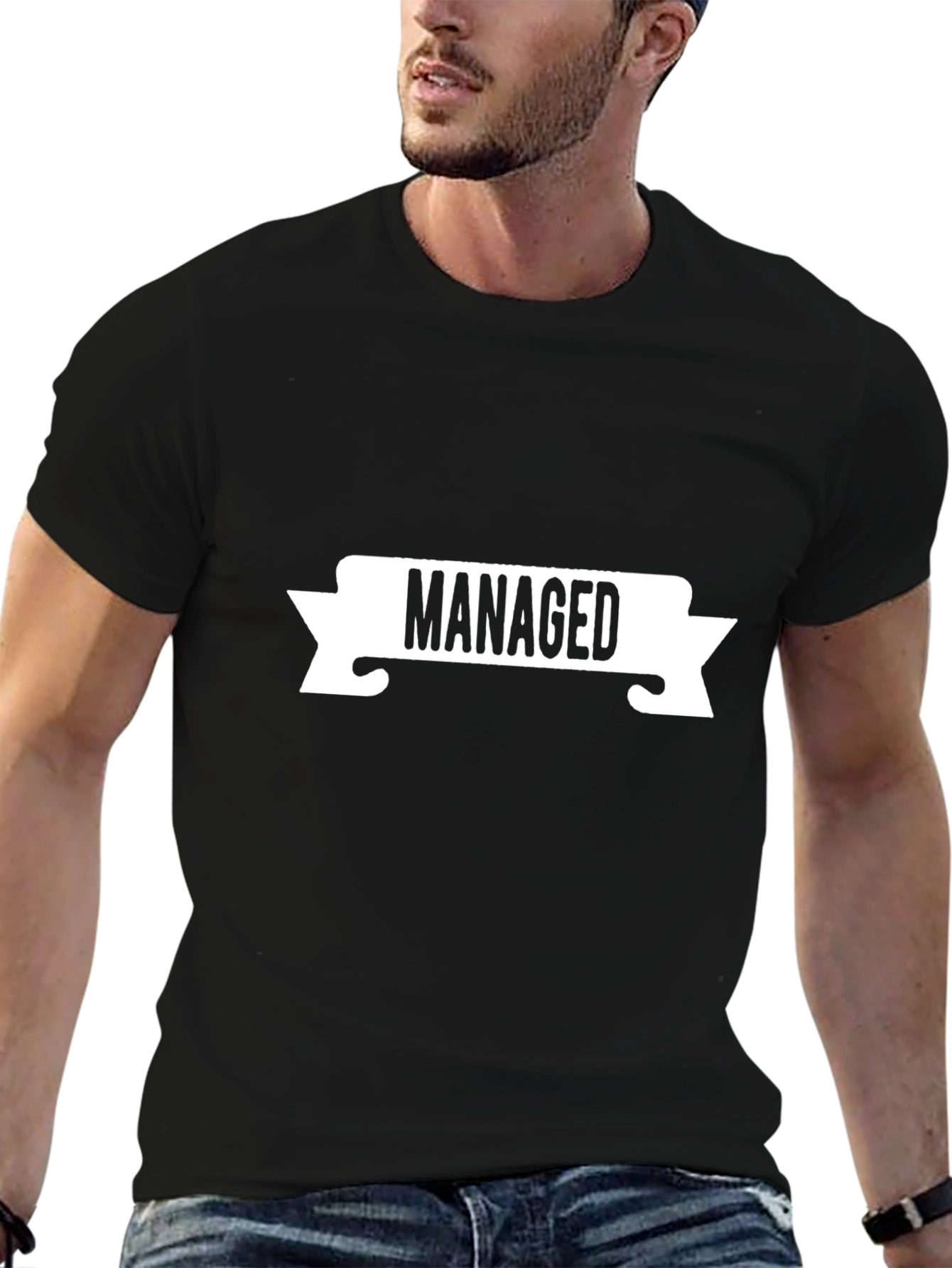 Black Managed Funny T-Shirt - Casual Tee view 6