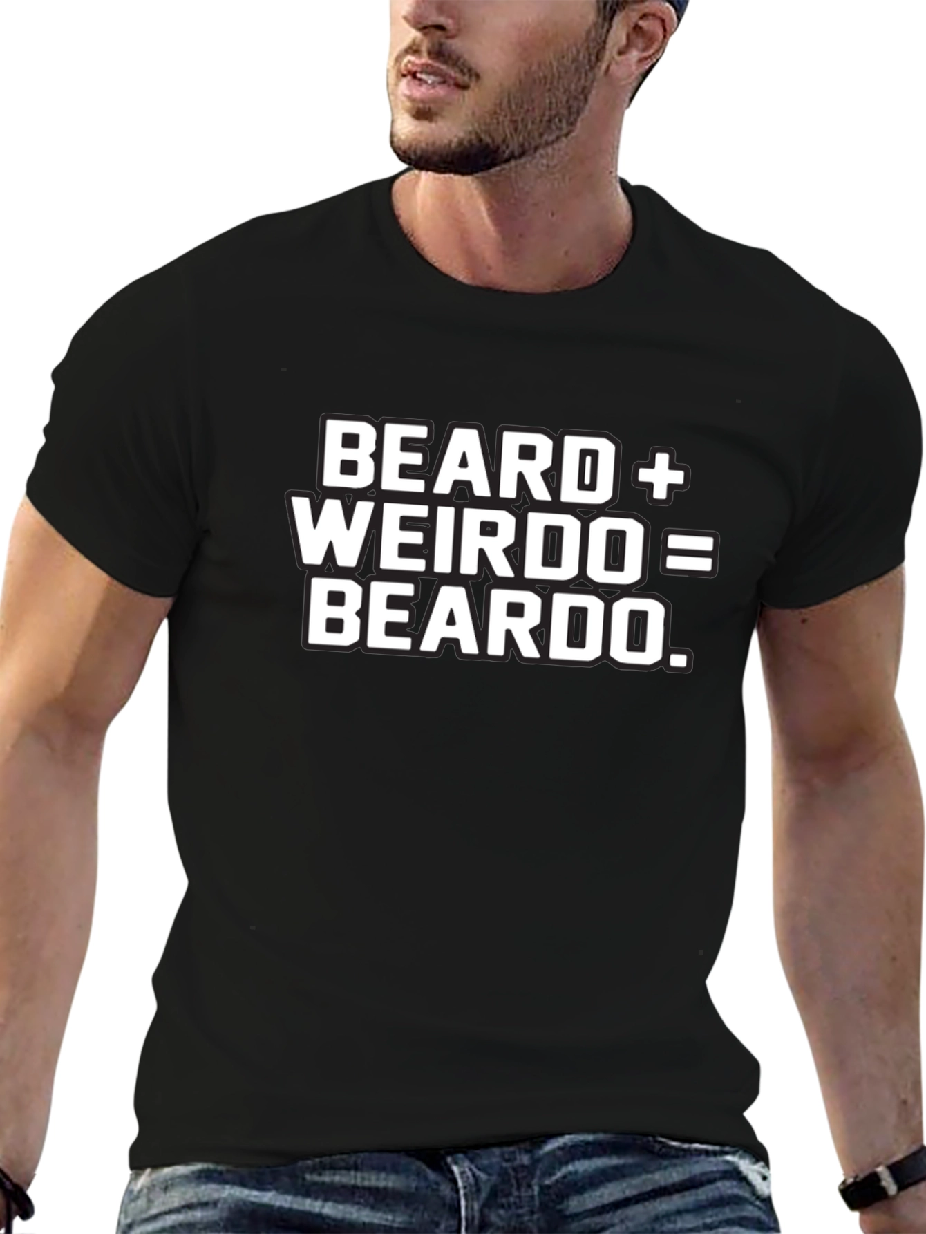 Black Beard + Weirdo = Beardo Funny Graphic Tee view 6