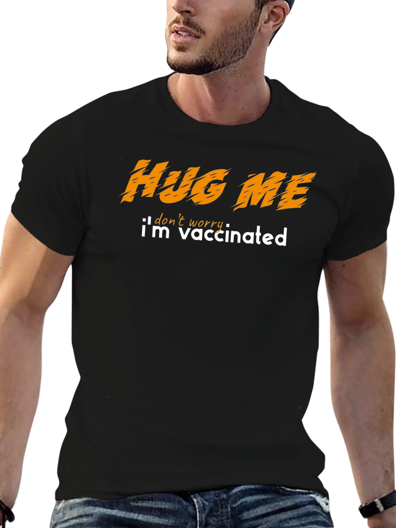 Black Hug Me I'm Vaccinated Graphic Tee view 6