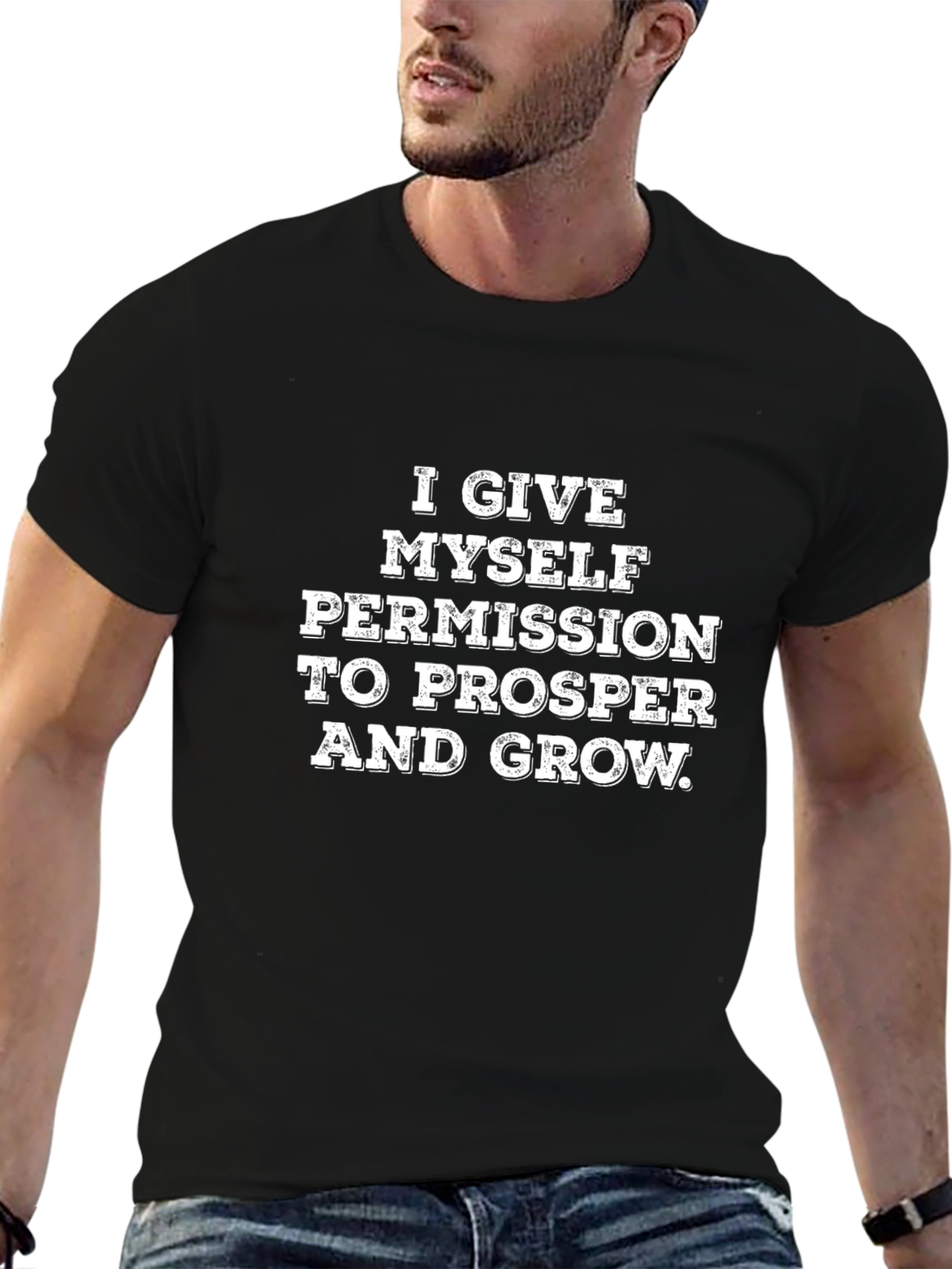 Black Motivational Graphic Tee - I Give Myself Permission view 6