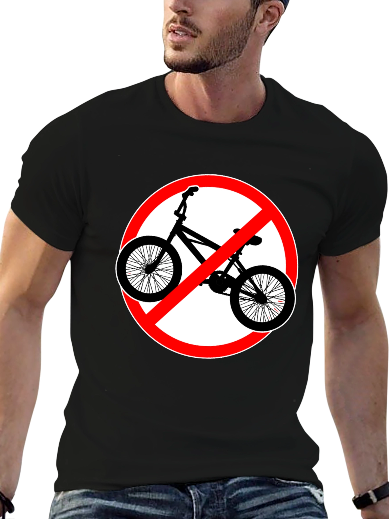 Black No Bikes Allowed Graphic Tee view 6