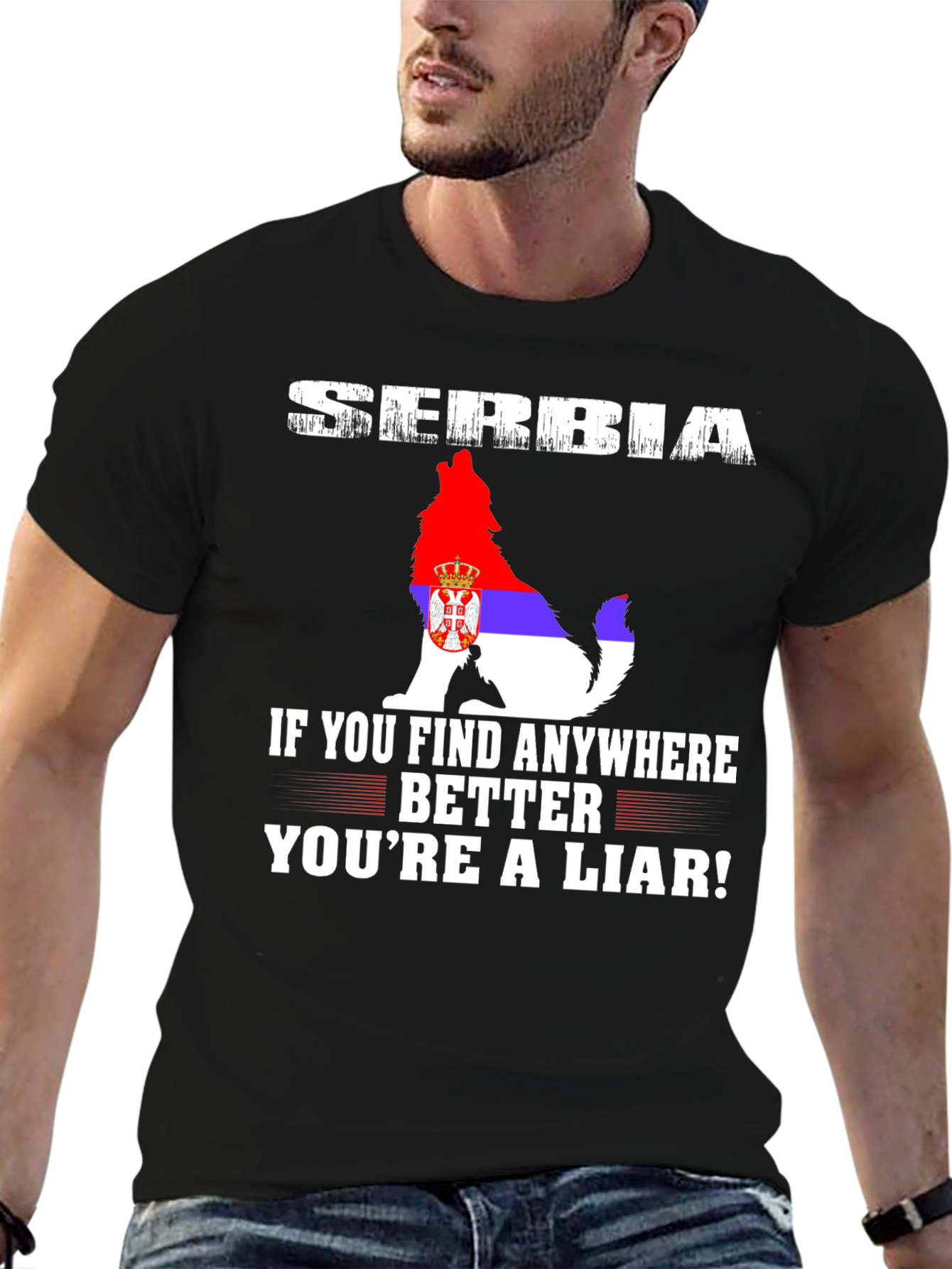 Serbia Wolf Flag Graphic Tee - Patriotic Pride T-Shirt - 6